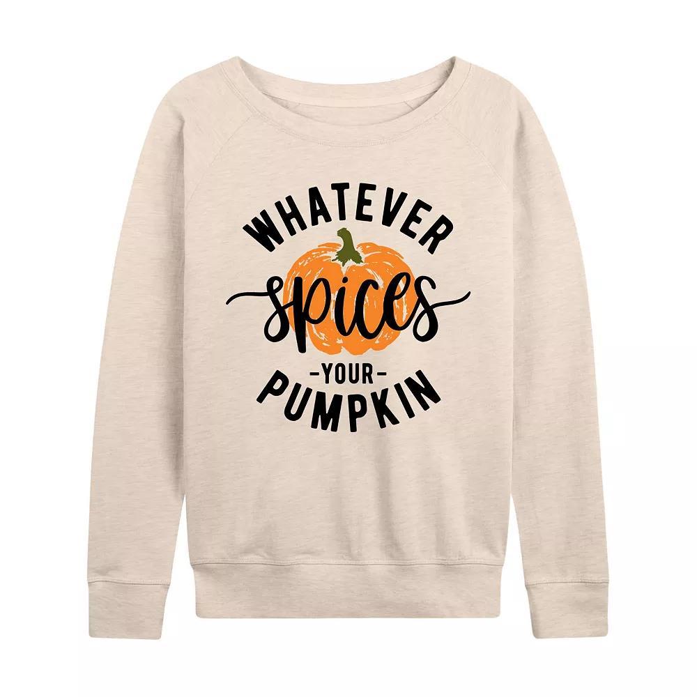 Womens Whatever Spices Your Pumpkin French Terry Long Sleeve Tee, Girls Product Image