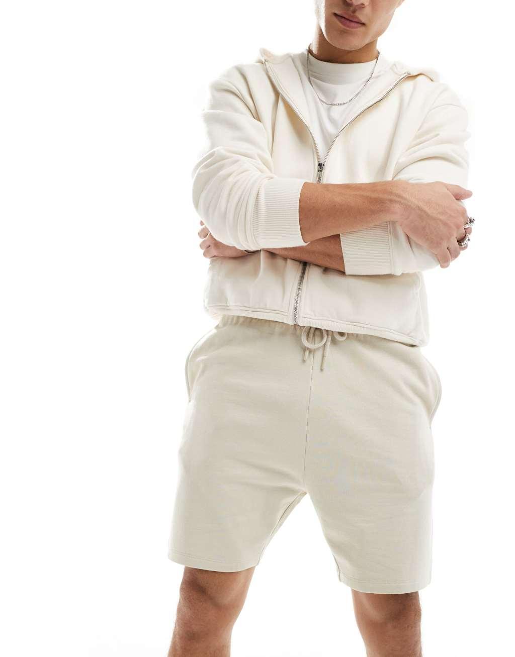 ASOS DESIGN skinny fit shorts in stone Product Image