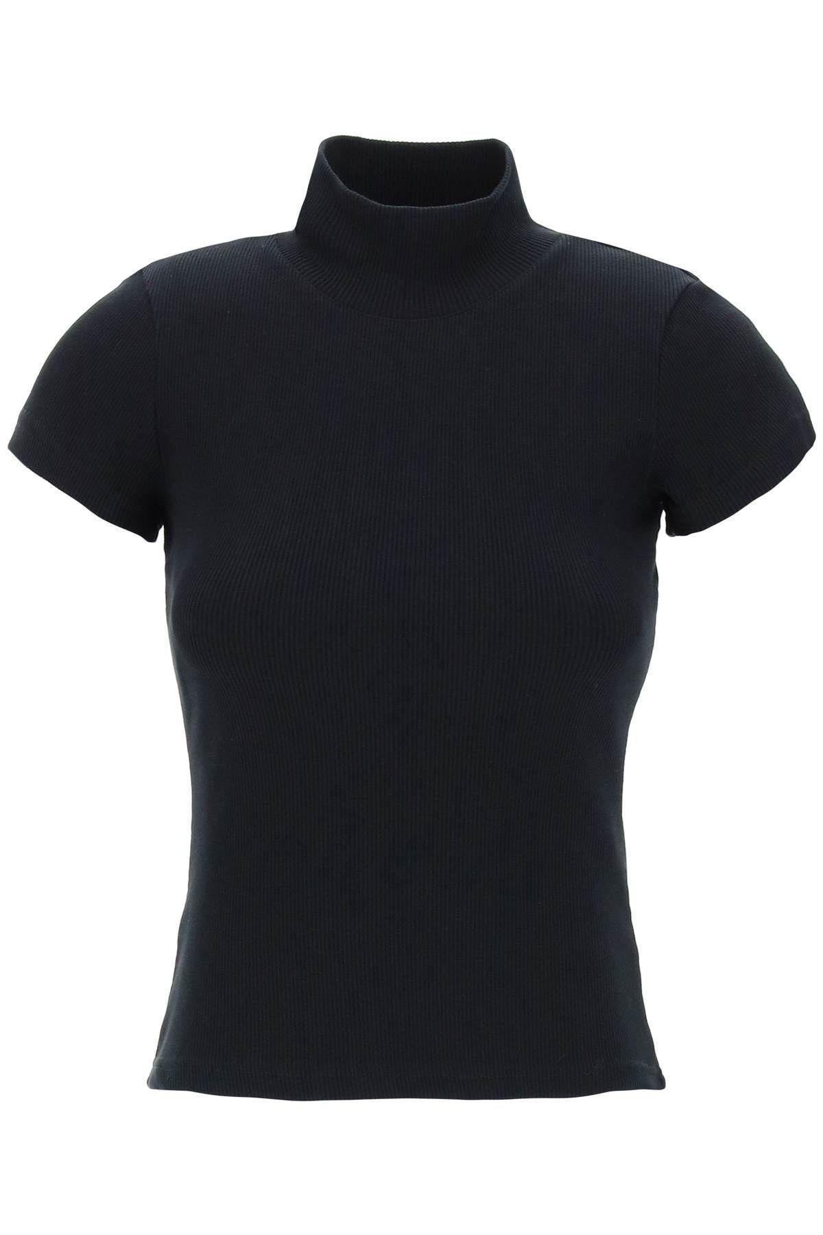 ALAÏA Cotton Turtleneck Top In Black Product Image