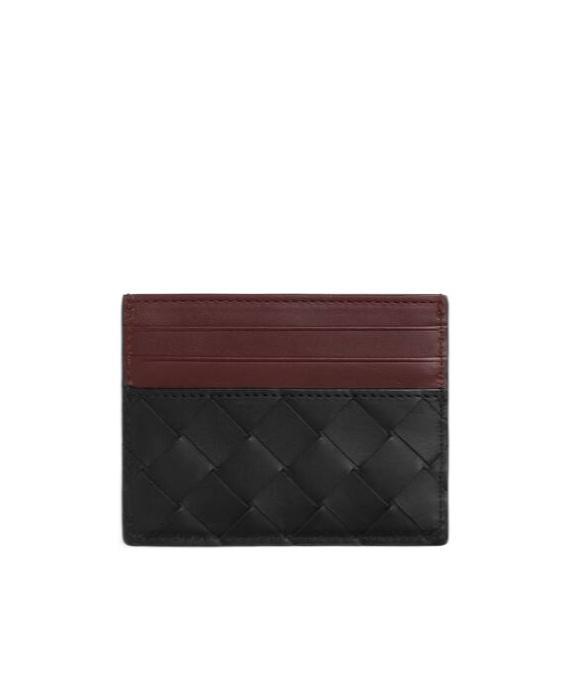 BOTTEGA VENETA Men's Intrecciato Bicolor Leather Card Holder In 1226 Product Image