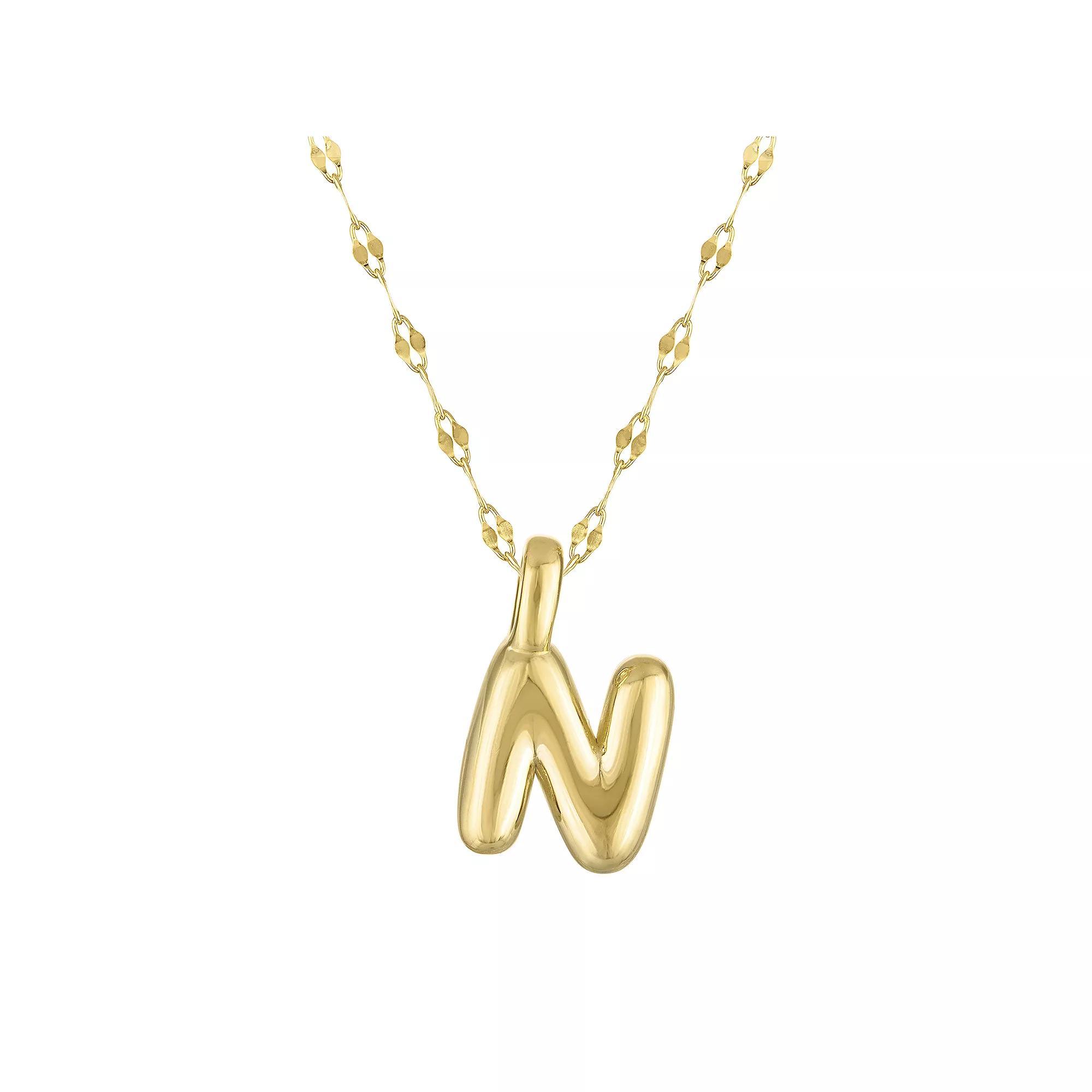 Junior Jewels 14k Gold Over Silver Bubble Initial Pendant Necklace, Women's, Size: 15.5", Gold Tone N Product Image