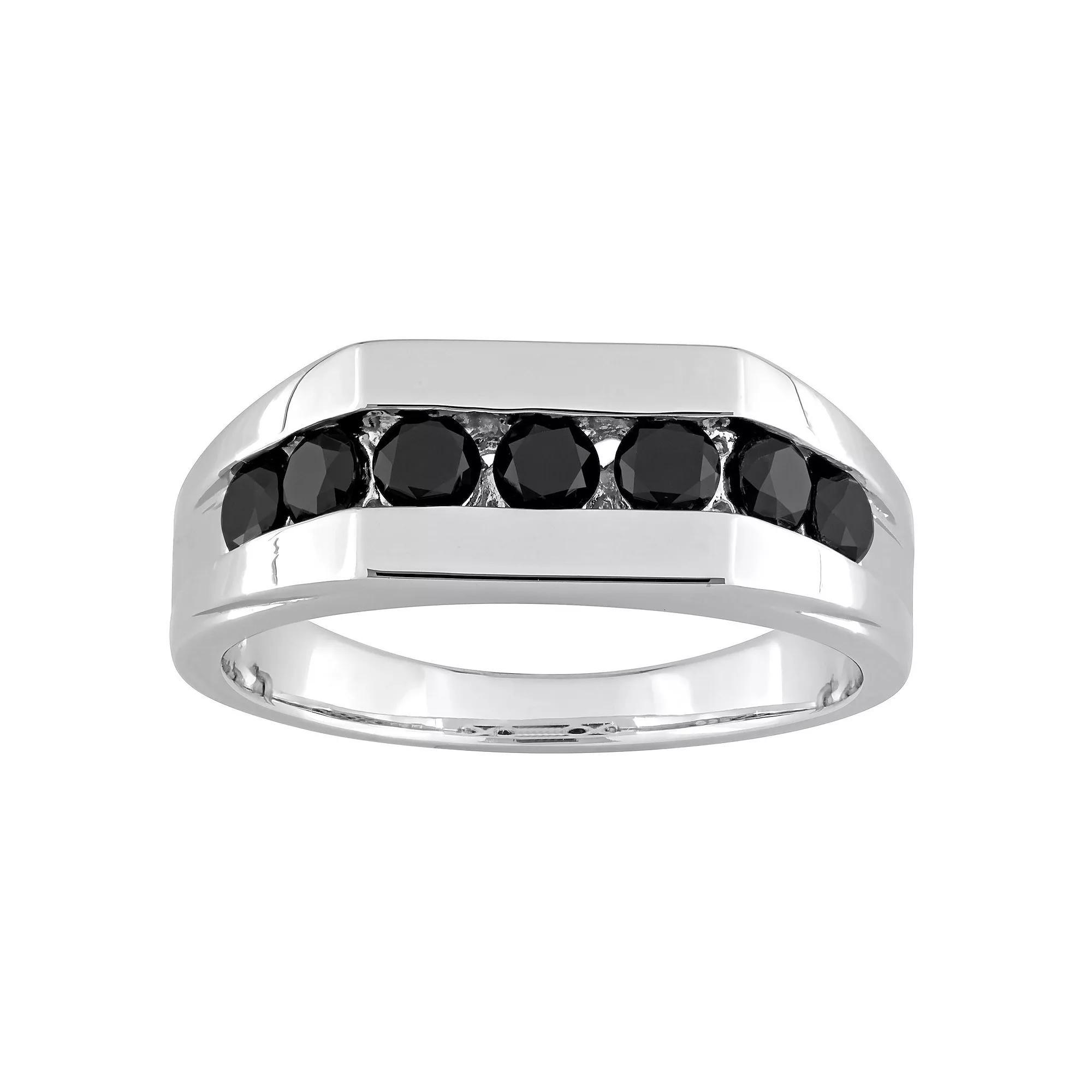 Stella Grace Mens Sterling Silver Black Diamond Accent Channel Set Ring Product Image