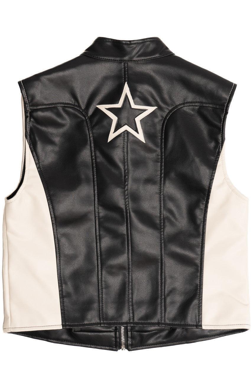 Star Patch Pleather Moto Vest Product Image