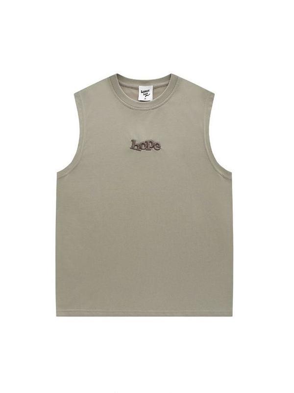 Men'S Plain Letter Embroidered Loose Vest Product Image