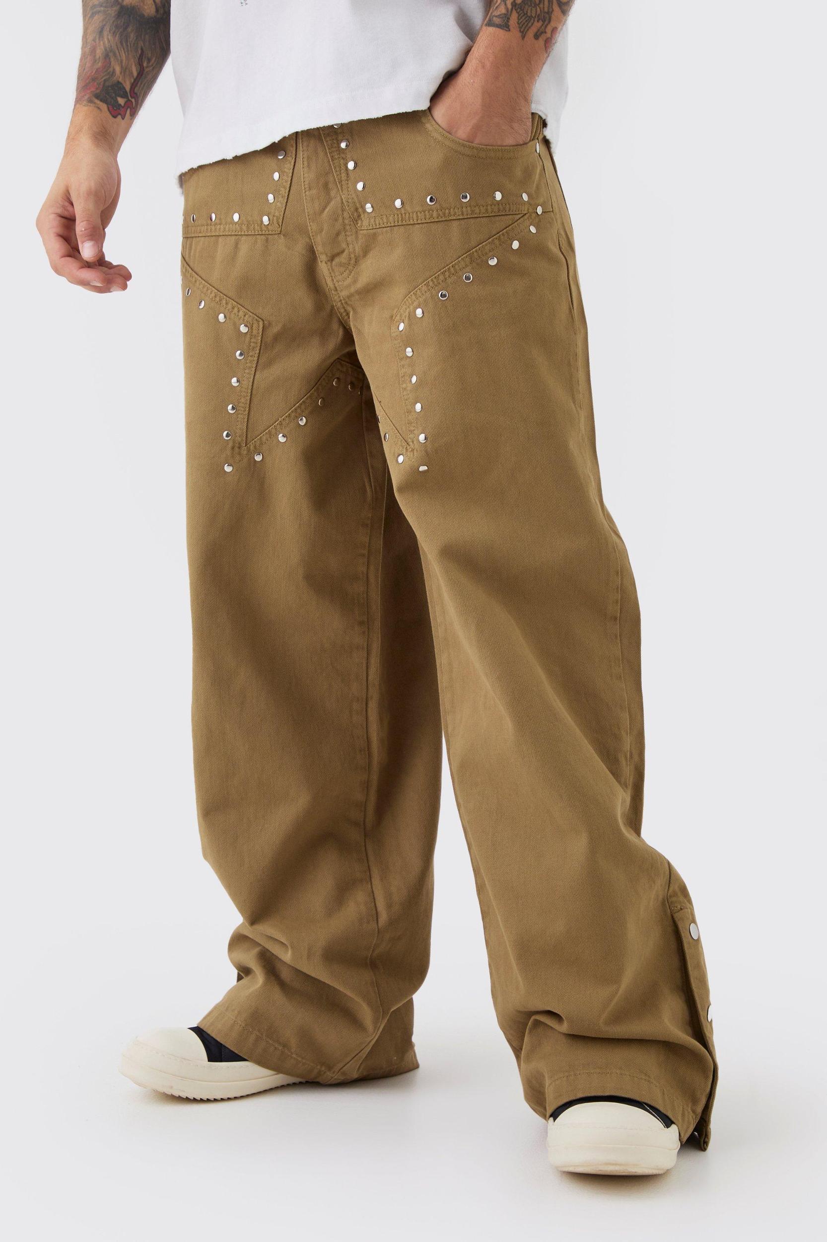Baggy Fit Rigid Star Studded Jeans | boohooMAN USA Product Image