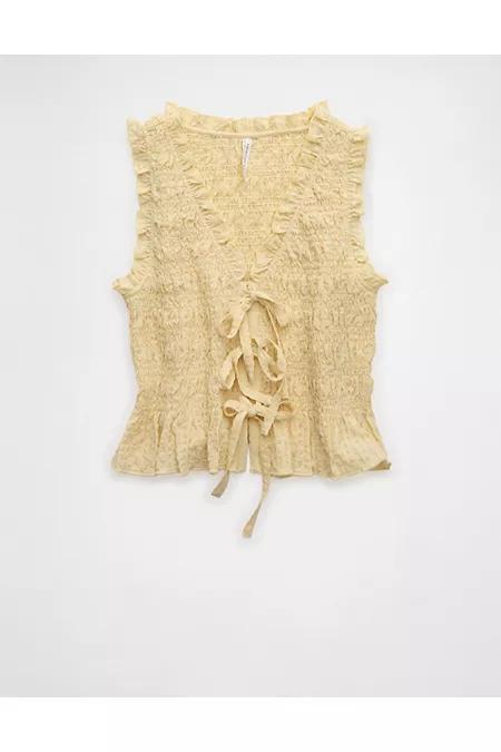 AE Tie-Front Smocked Tank Top Women's Product Image