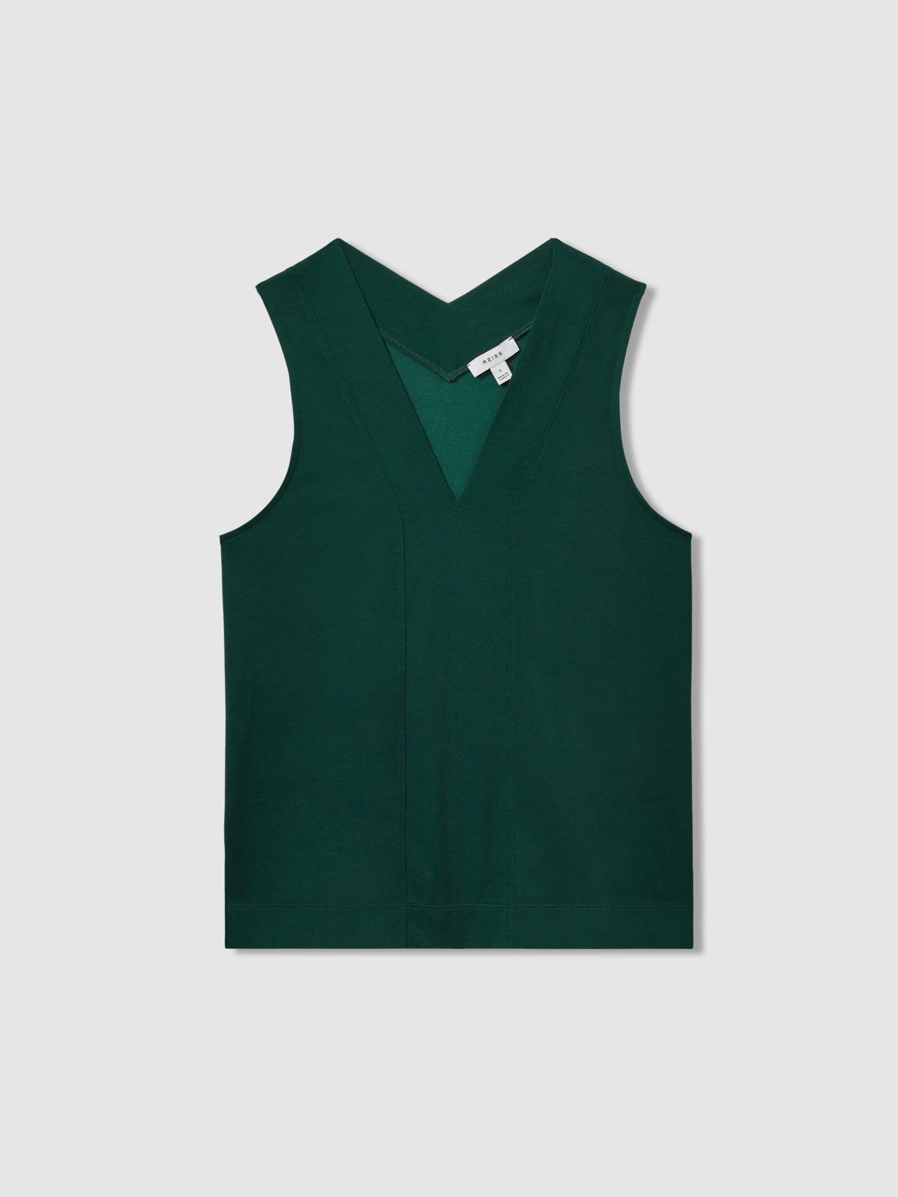 V-Neck Shell Top in Green Product Image