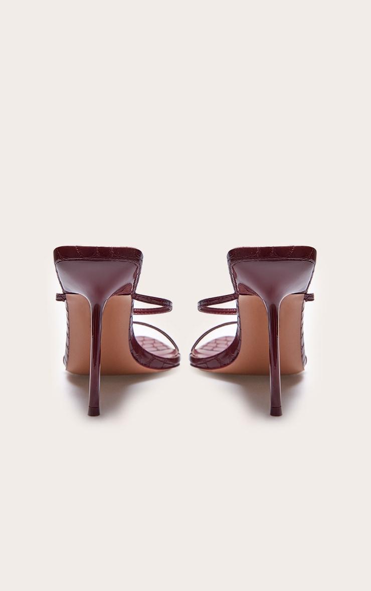 PLT Label Burgundy Croc Faux Leather Barely There Point Toe High Heels Product Image