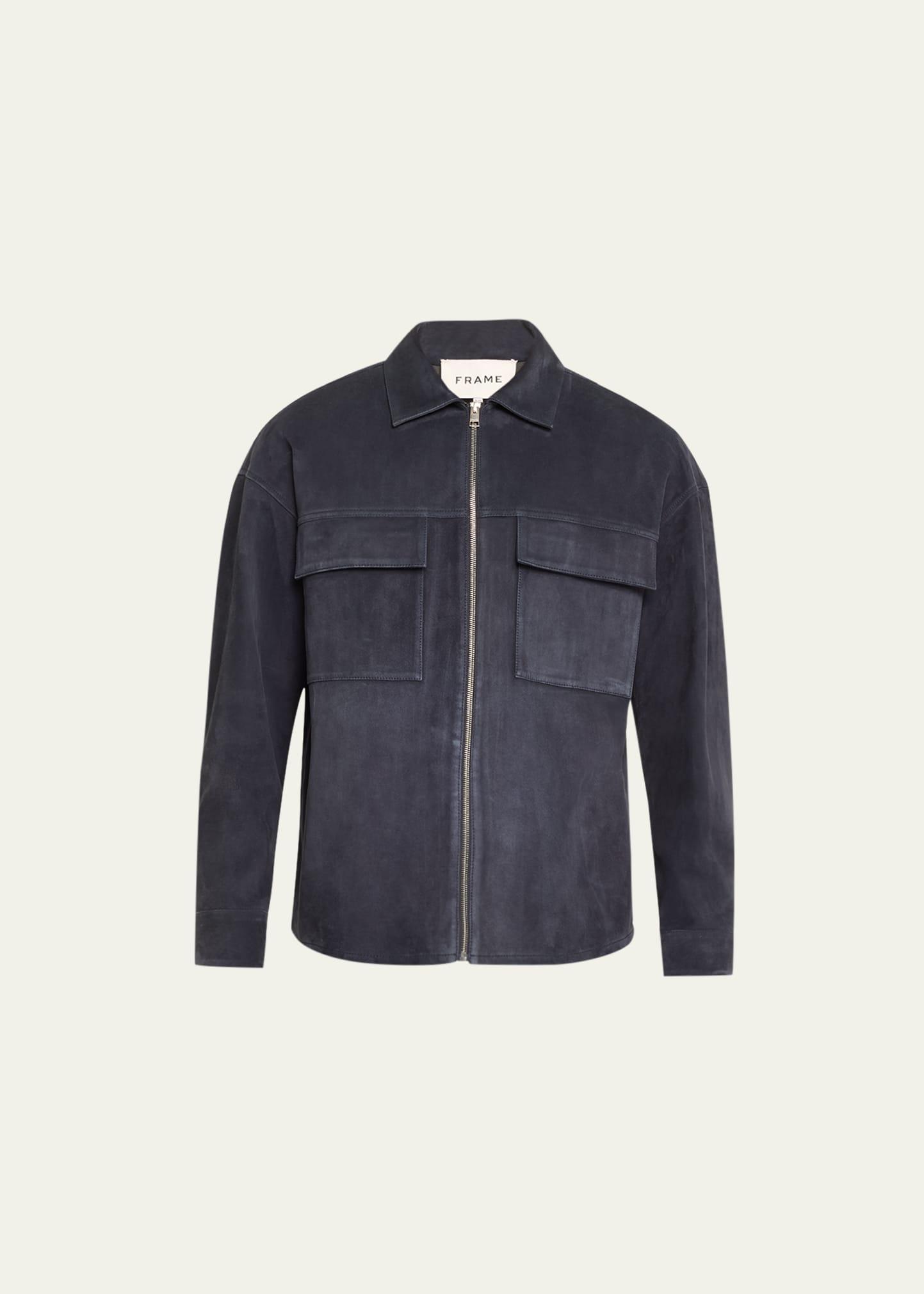 Mens Zip-Front Suede Shirt Product Image