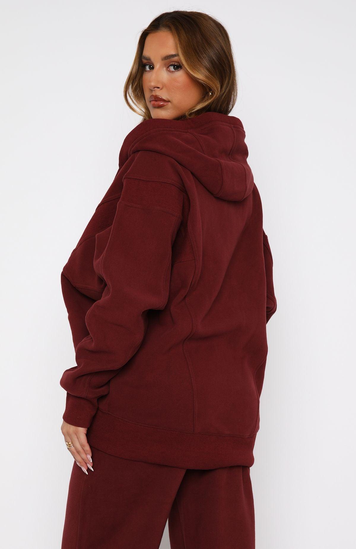 Everything You Want Zip Front Hoodie Merlot Product Image