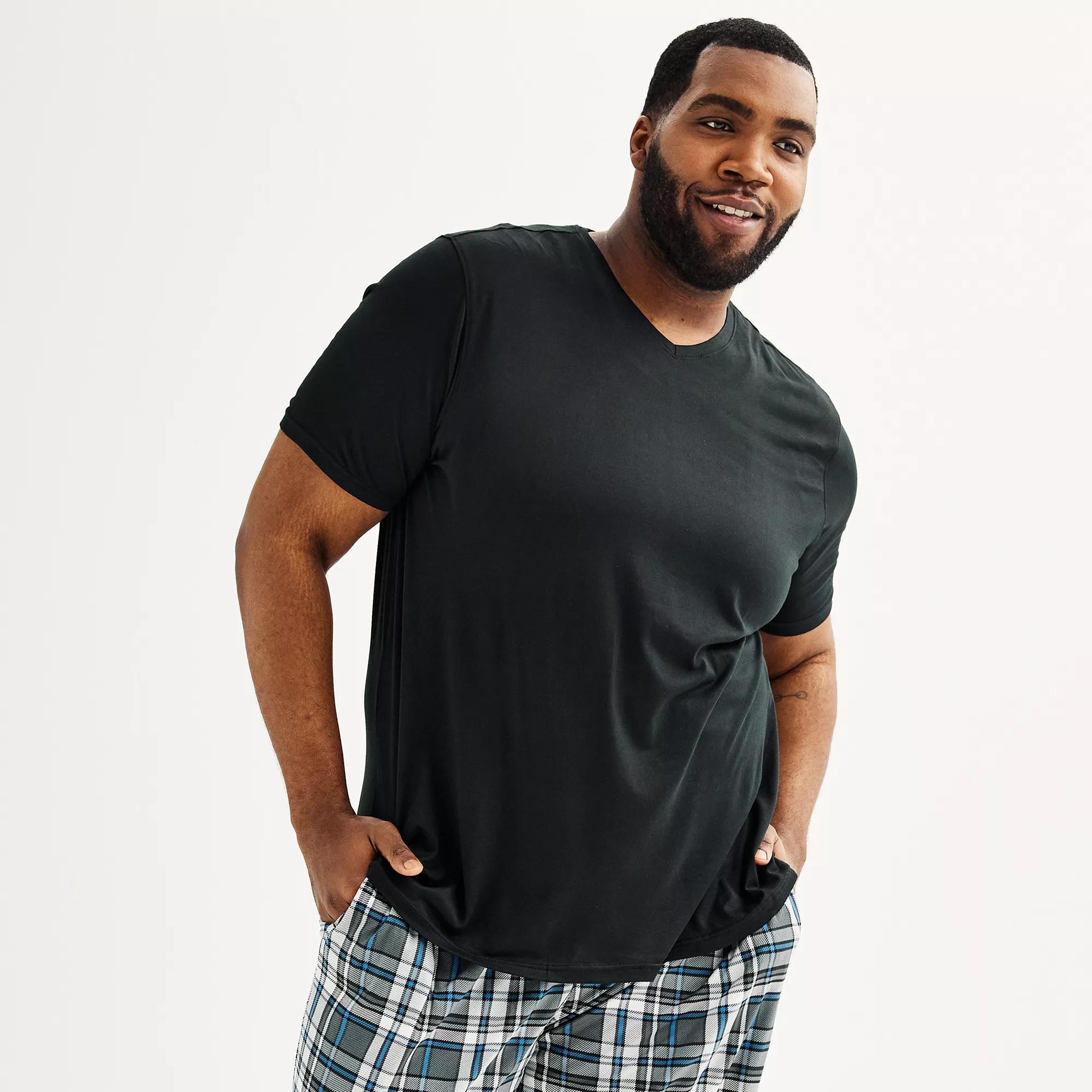 Big & Tall Sonoma Goods For Life® Supersoft V-Neck Pajama Shirt, Men's, Size: XL Tall, Black Product Image