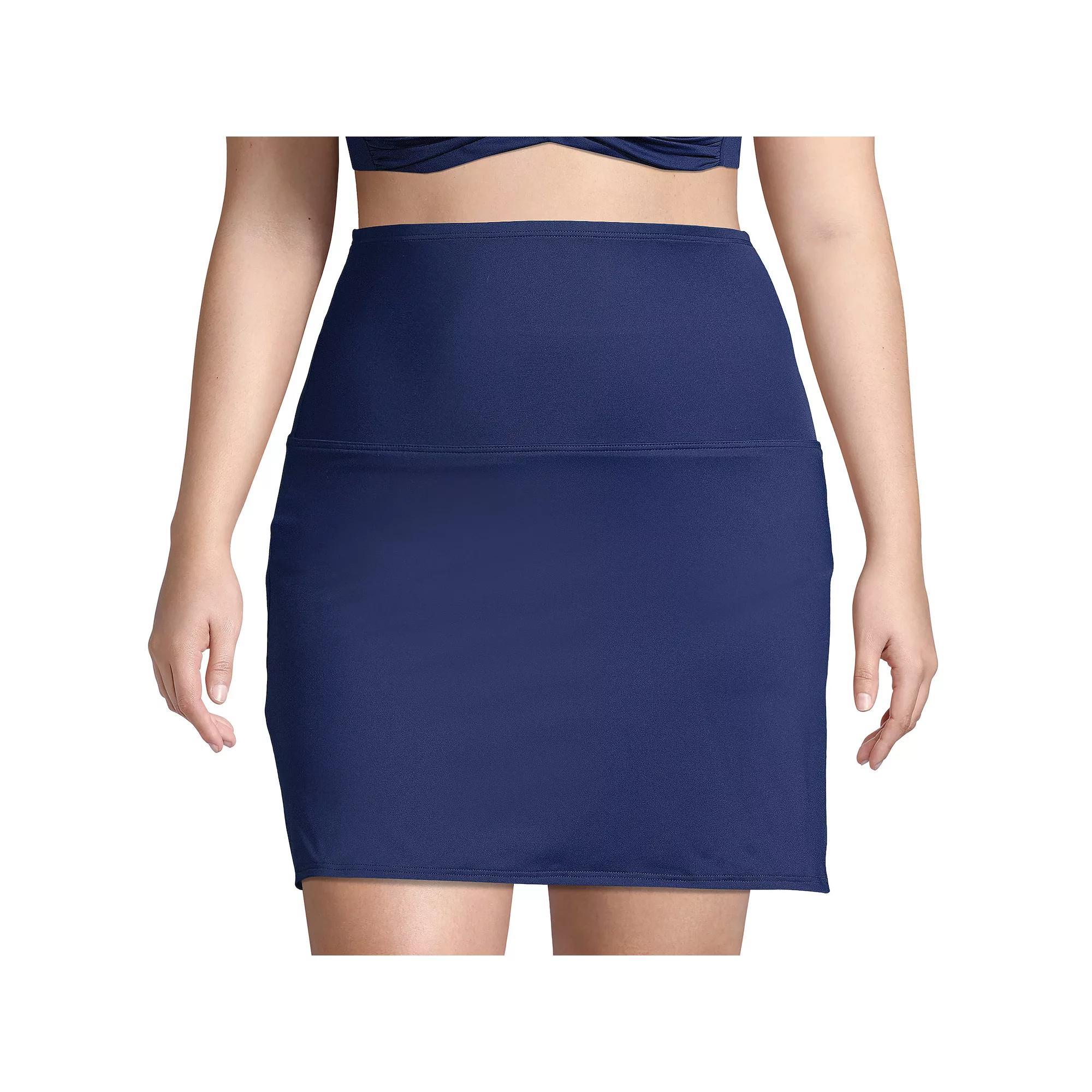 Plus Size Lands' End Tummy Control Ultra High-Waist Swim Skirt, Women's, Size: 24 W, Deep  Blue Product Image