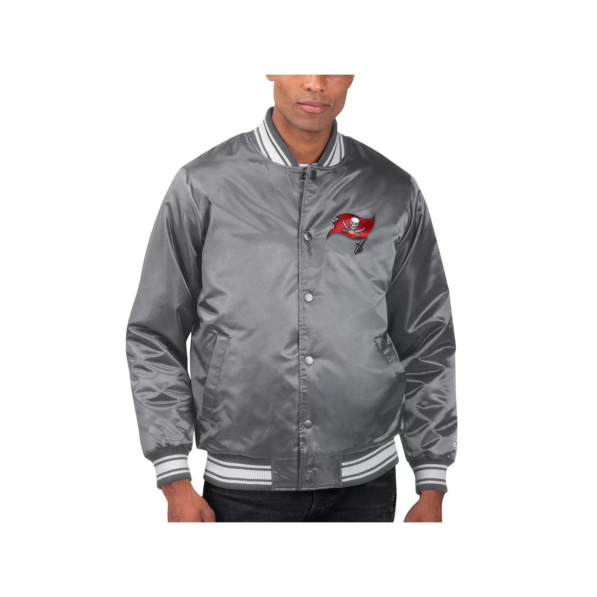 Men's Starter Gray Tampa Bay Buccaneers Locker Room Satin Varsity Full-Snap Jacket, Size: Large, Grey Product Image