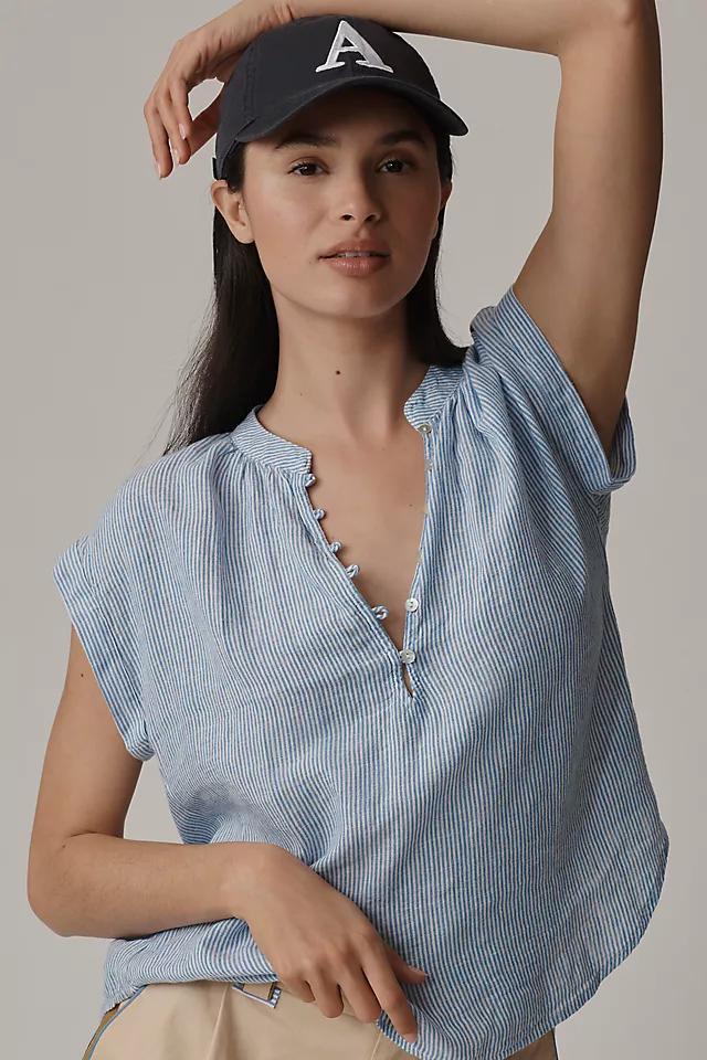 Cloth & Stone Cap-Sleeve Henley Popover Blouse Product Image