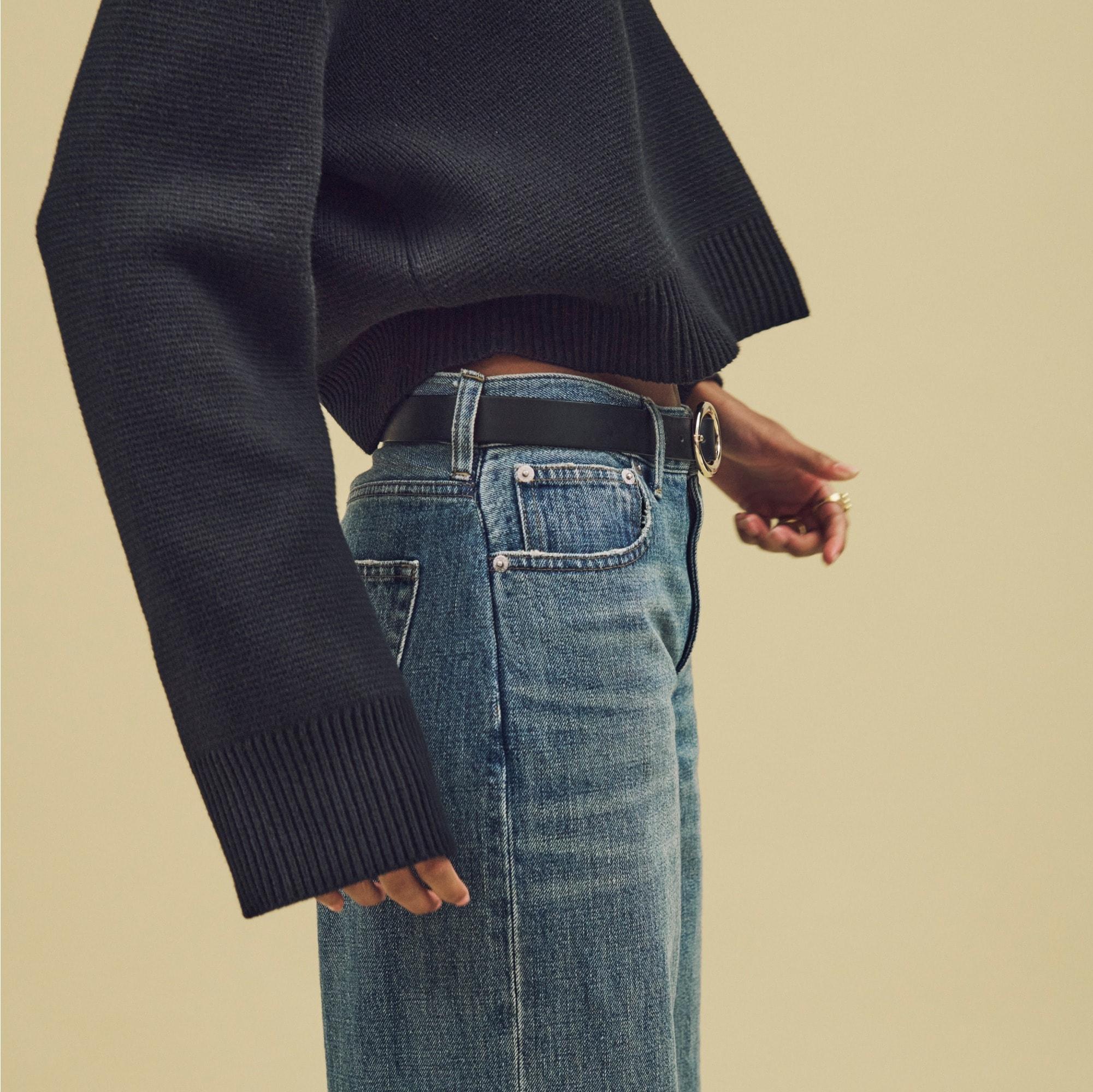 Cuffed lower-rise wide-leg jean Product Image