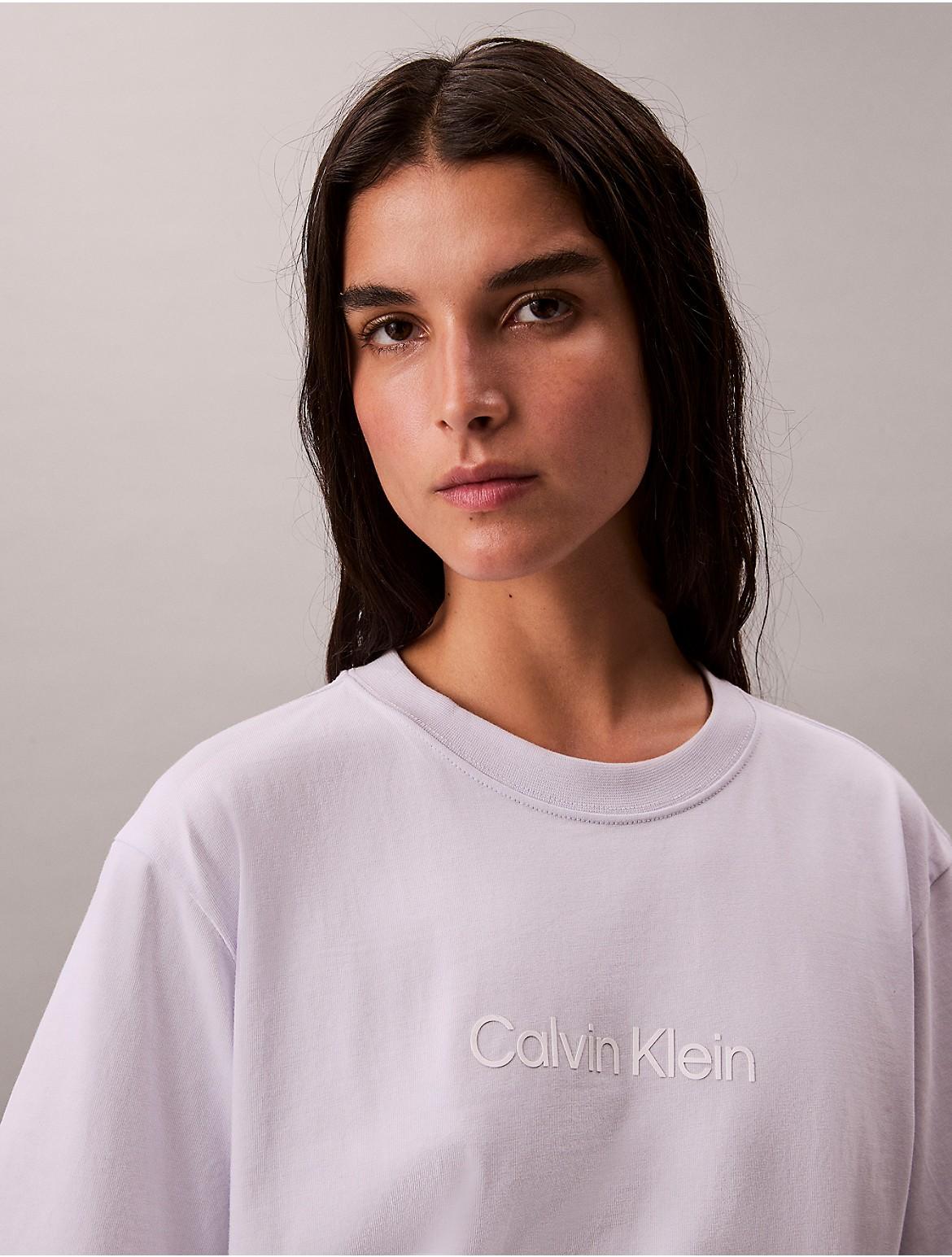 Calvin Klein Womens Standard Logo Boxy Fit Crewneck T-Shirt - Yellow Product Image