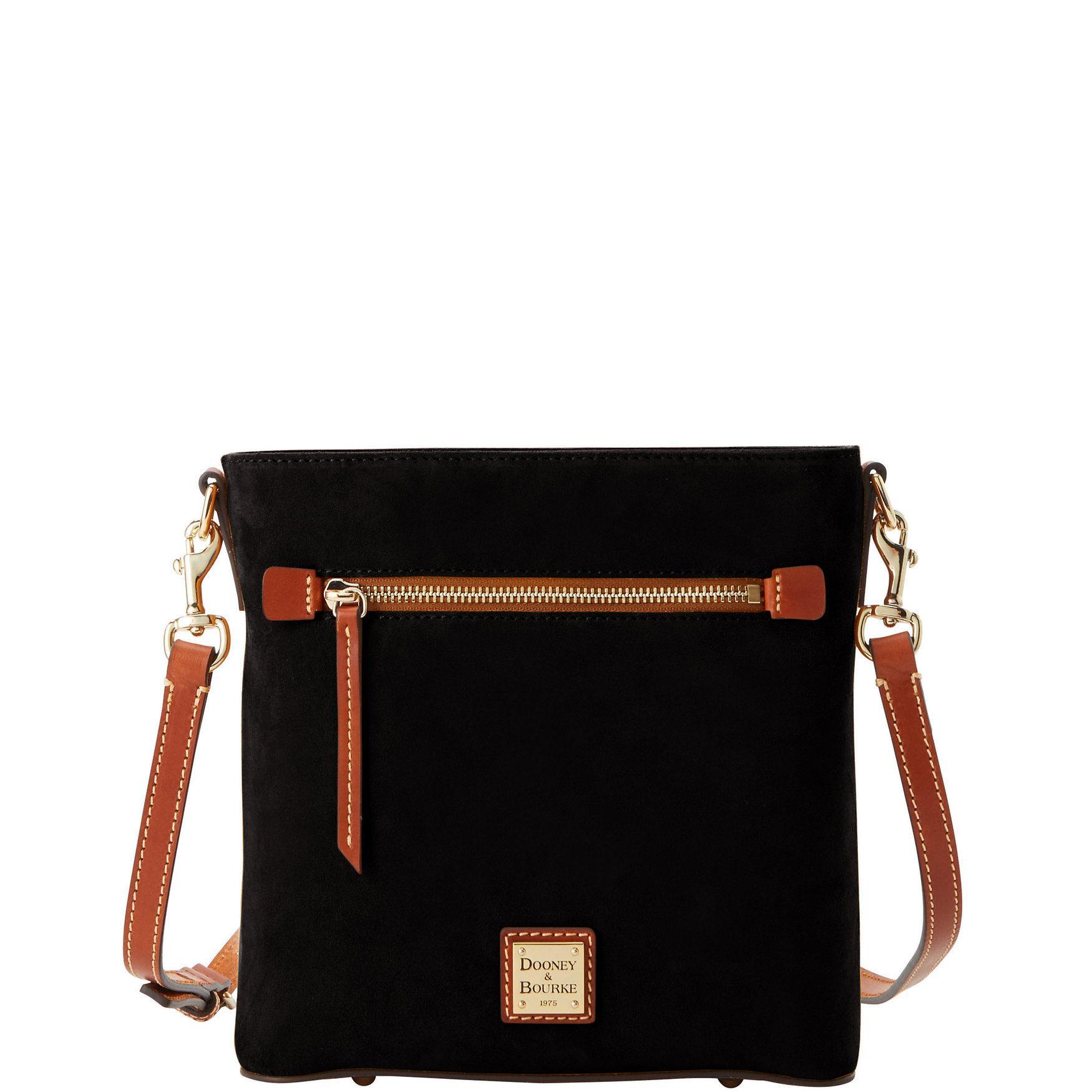 Dooney & Bourke Womens Suede Zip Crossbody Leather Shoulder Bag in Black Product Image