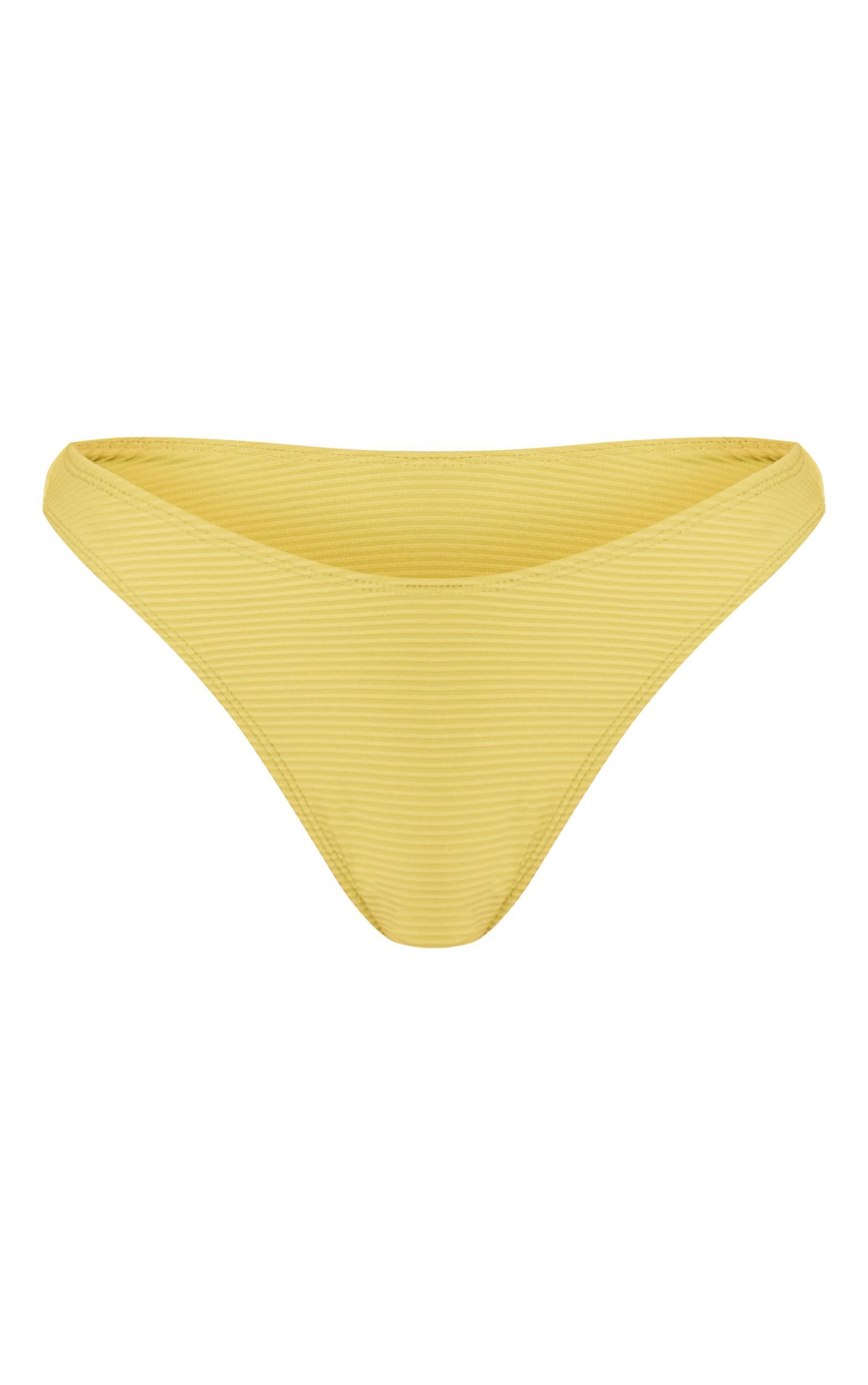 Lime Ribbed Tanga Bikini Bottoms Product Image
