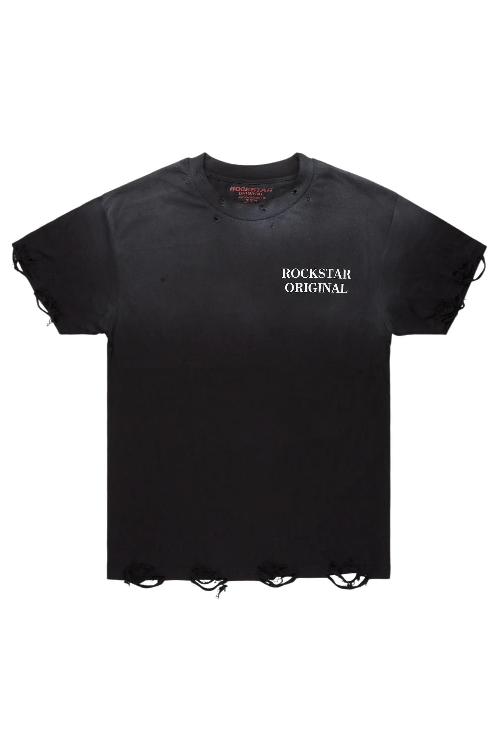 Drako Black Oversized Graphic T-Shirt Male Product Image