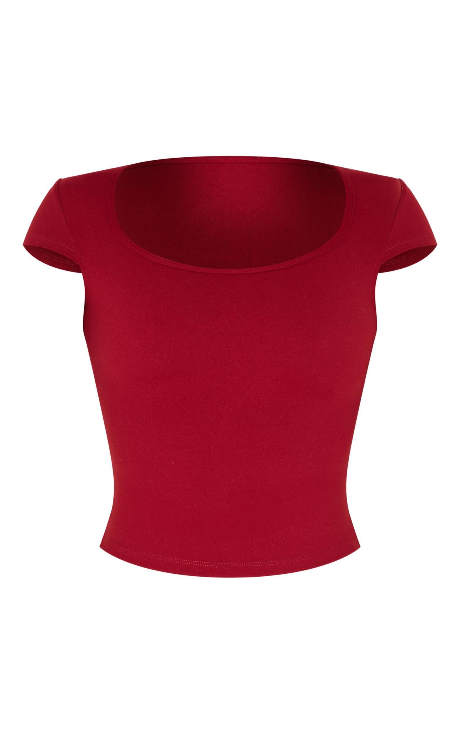 Burgundy Contour Jersey Square Neck Long Top Product Image