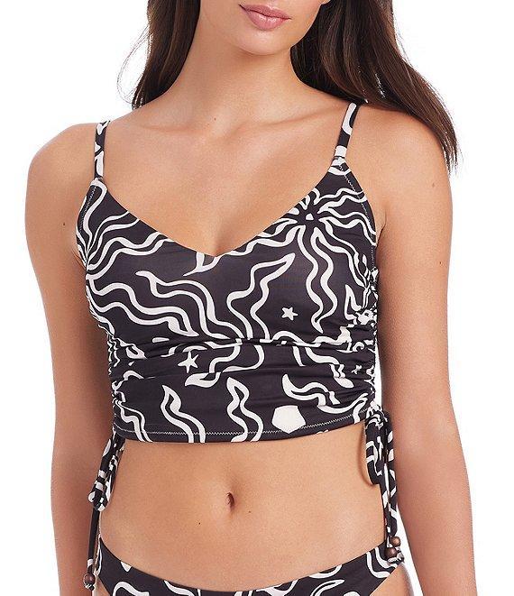 Sanctuary Beach Conversation Mix Pattern Printed Cinch Back Hipster Swim Bottom Product Image