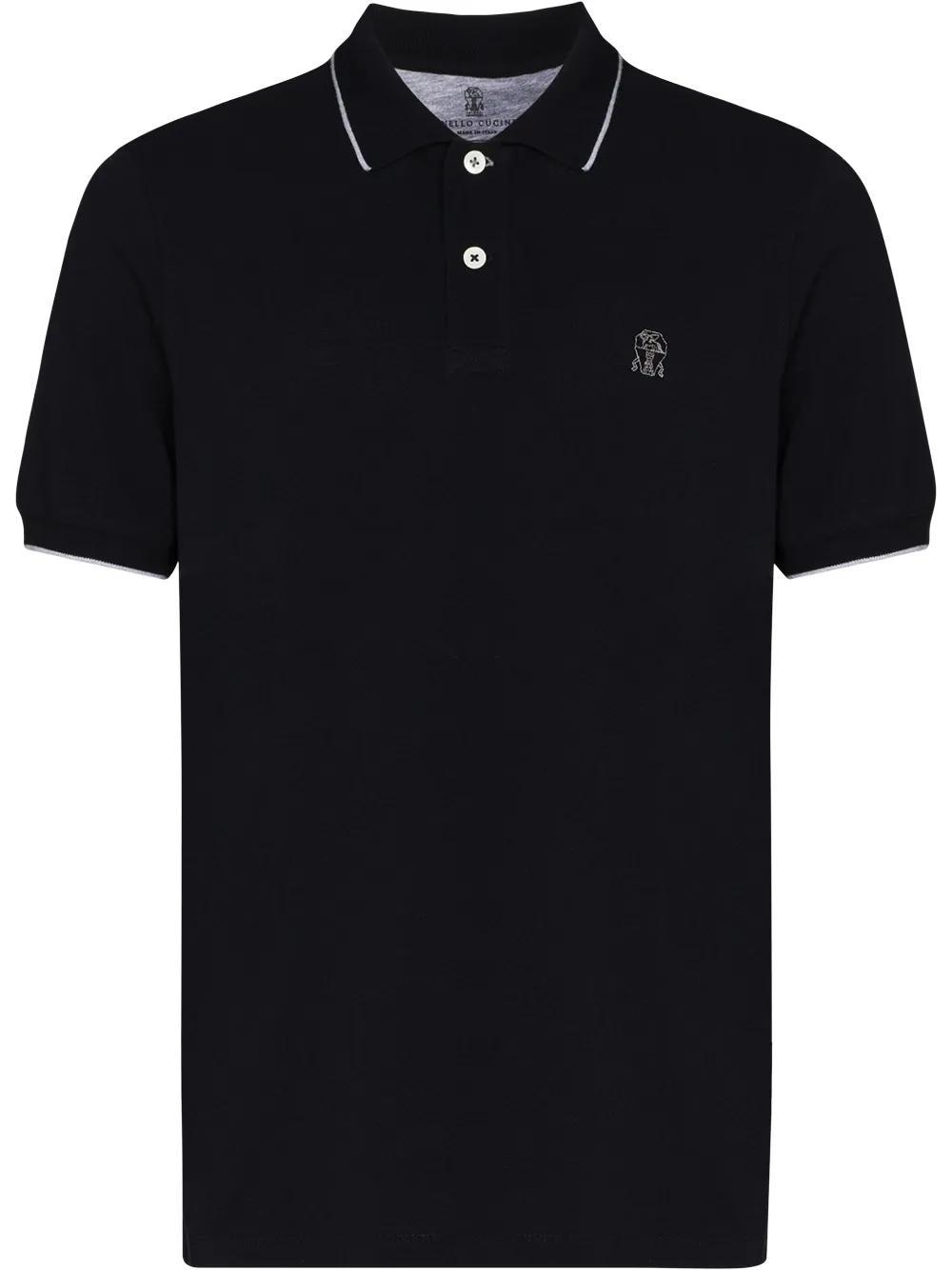 BRUNELLO CUCINELLI Navy Blue Cotton Polo Shirt Product Image