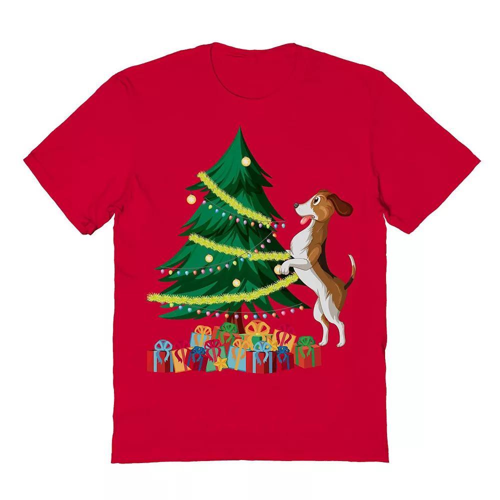 Men's Tree Dog Christmas Graphic Tee, Size: Medium, Red Product Image