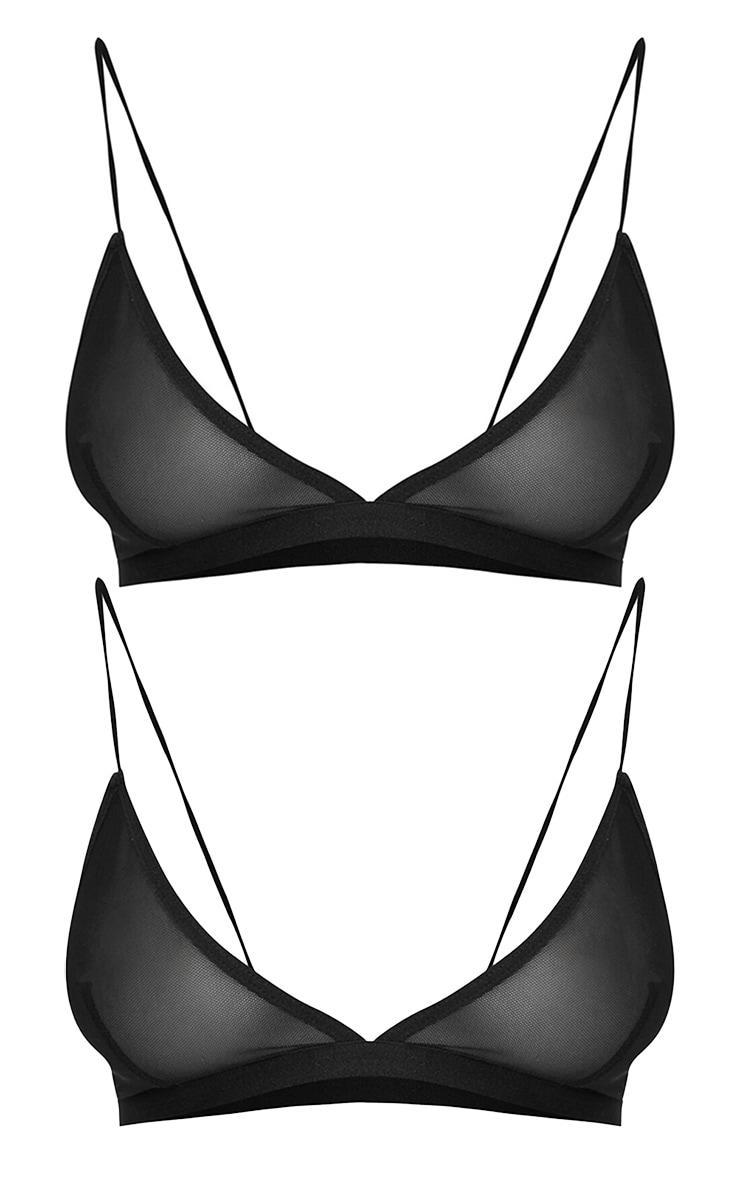 Black Mesh Pack of 2 Basic Triangle Bra Product Image