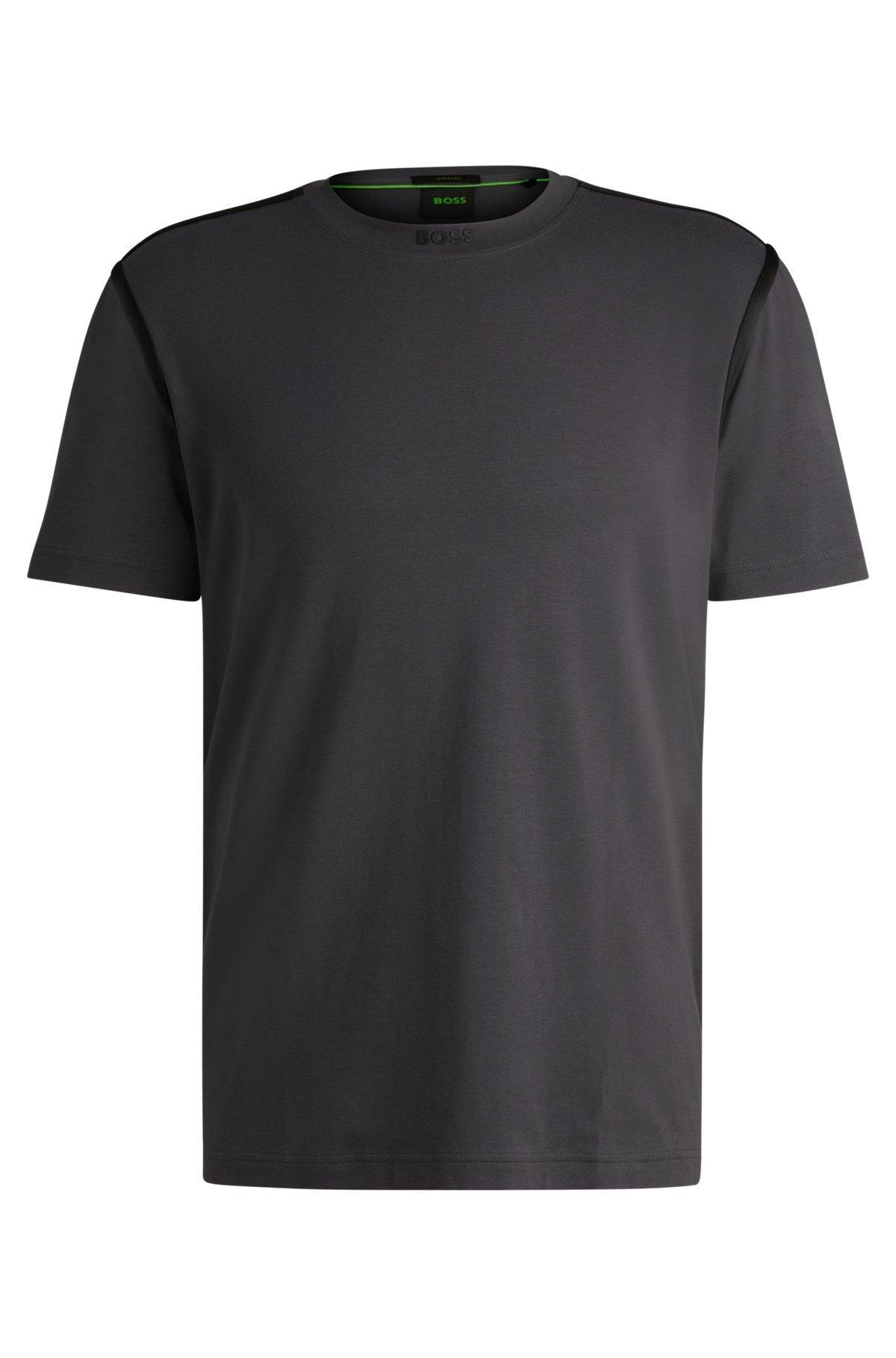 Stretch-cotton T-shirt with tape trims Product Image