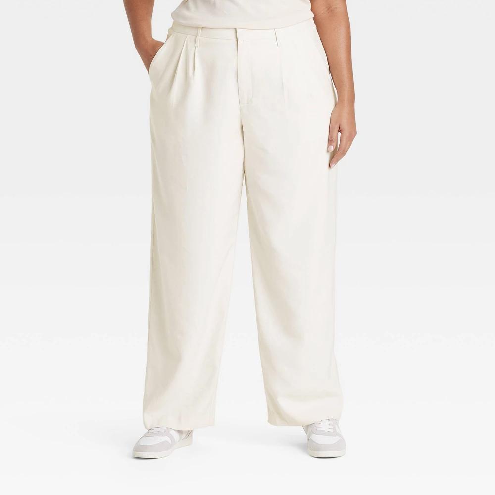 Womens High-Rise Straight Trousers - A New Day Cream 22 Product Image