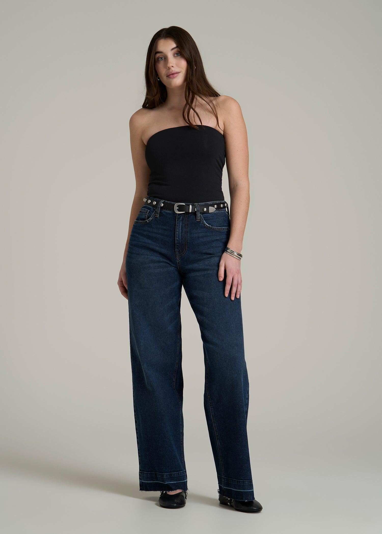 Cotton Tube Top for Tall Women in Black Product Image