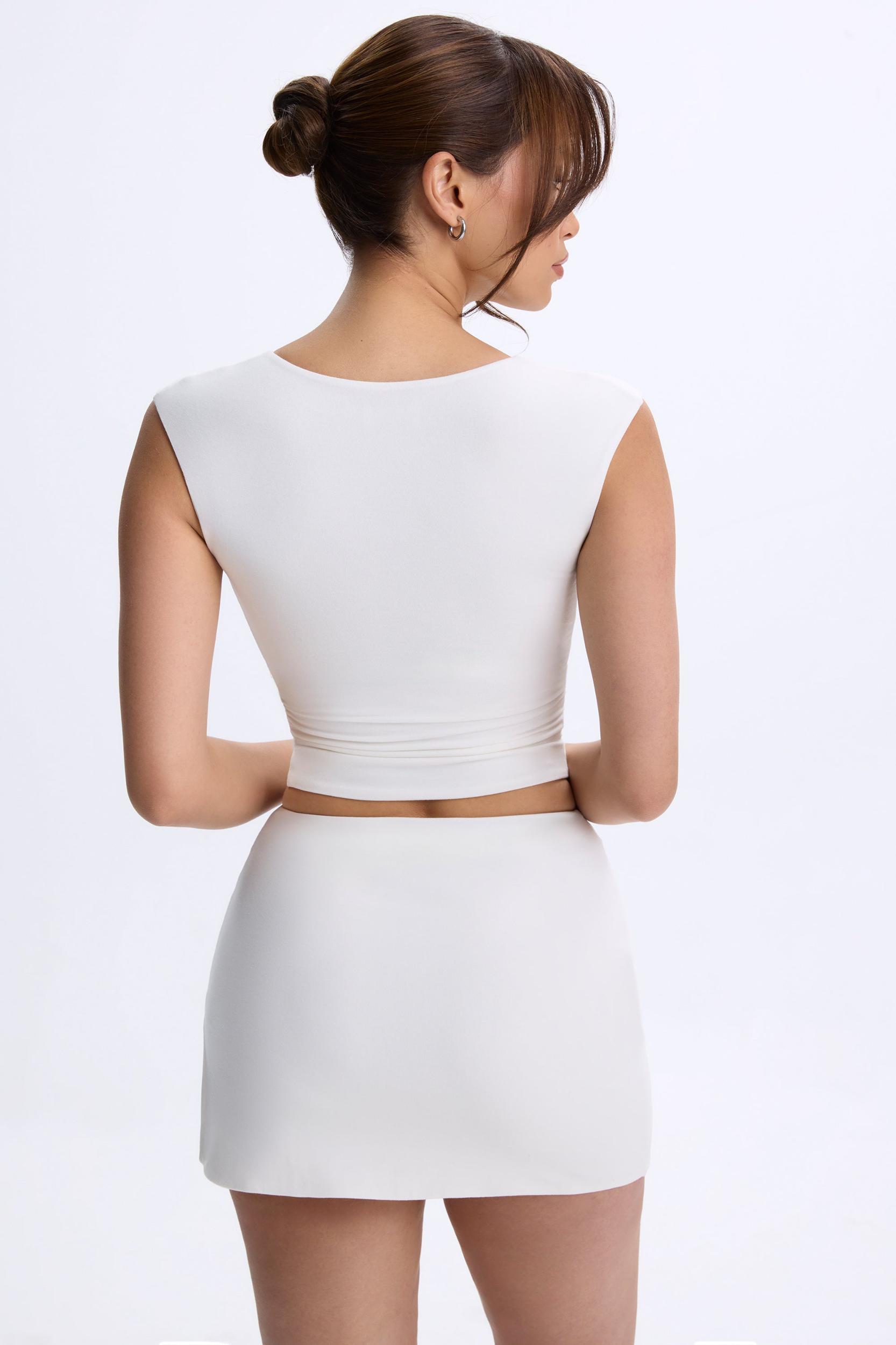 Mid-Rise Micro Mini Skirt in White Product Image