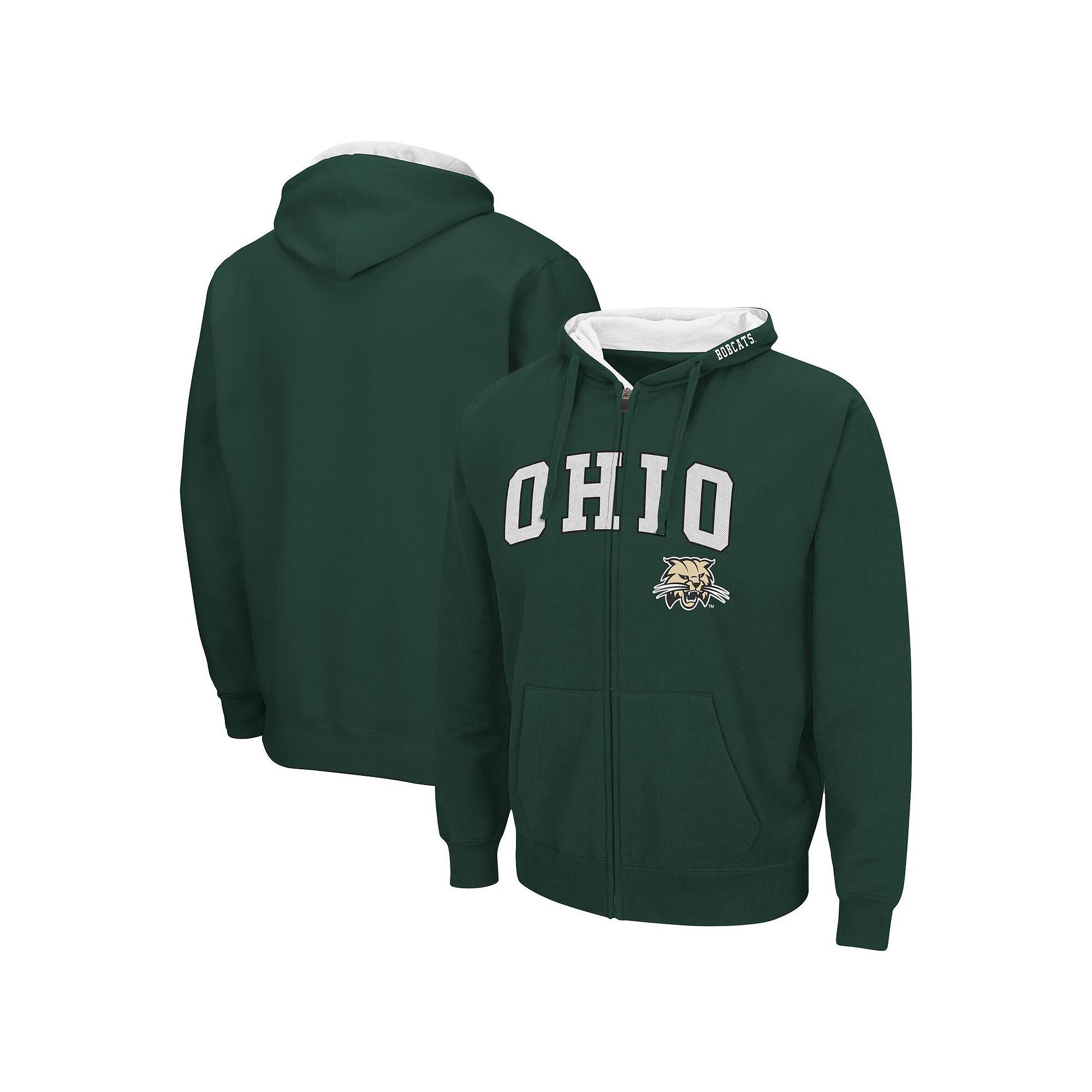 Men's Colosseum Green Ohio Bobcats Arch & Logo 3.0 Full-Zip Hoodie, Size: Small, Ohu Green Product Image