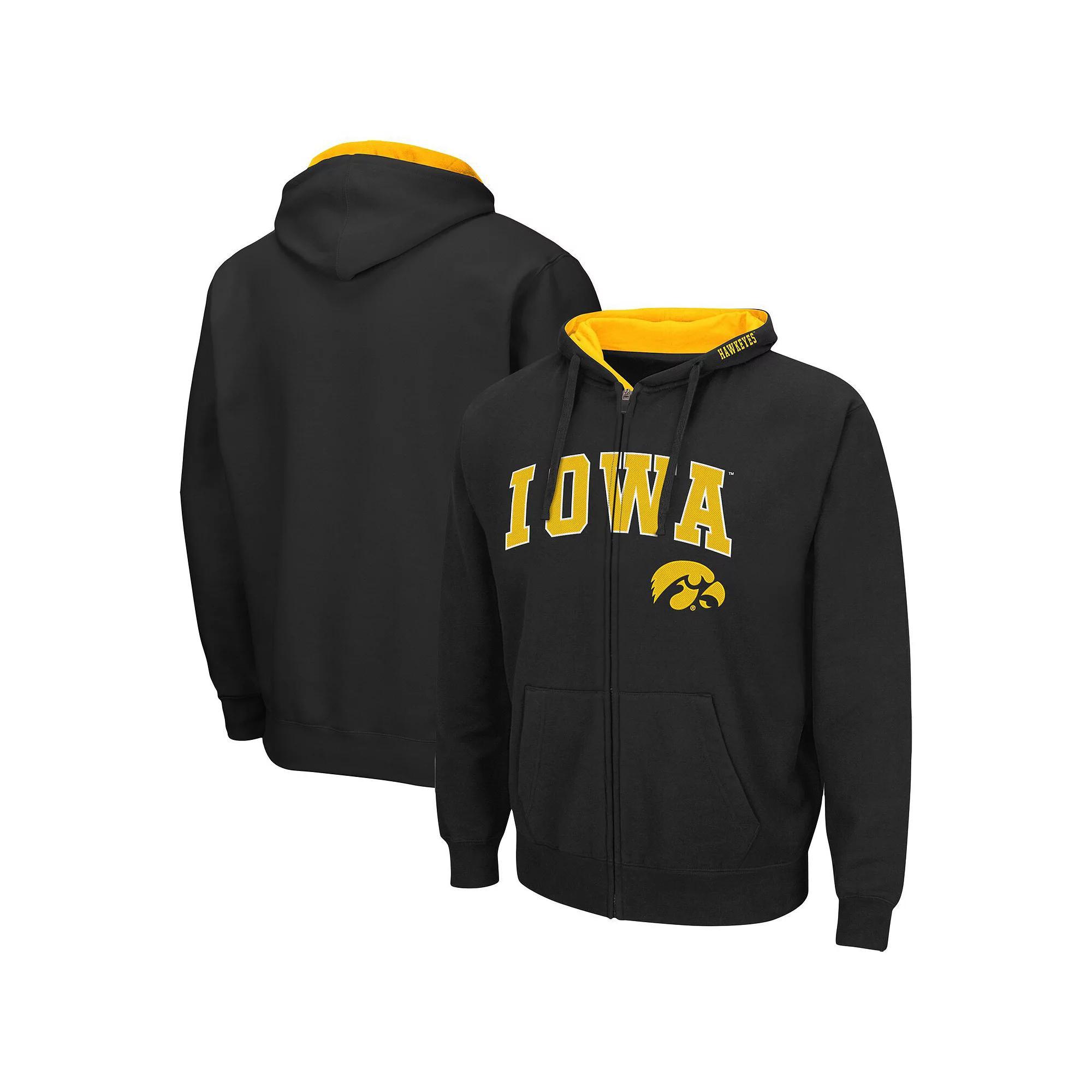 Men's Colosseum Black Iowa Hawkeyes Arch & Logo 3.0 Full-Zip Hoodie, Size: XL Product Image