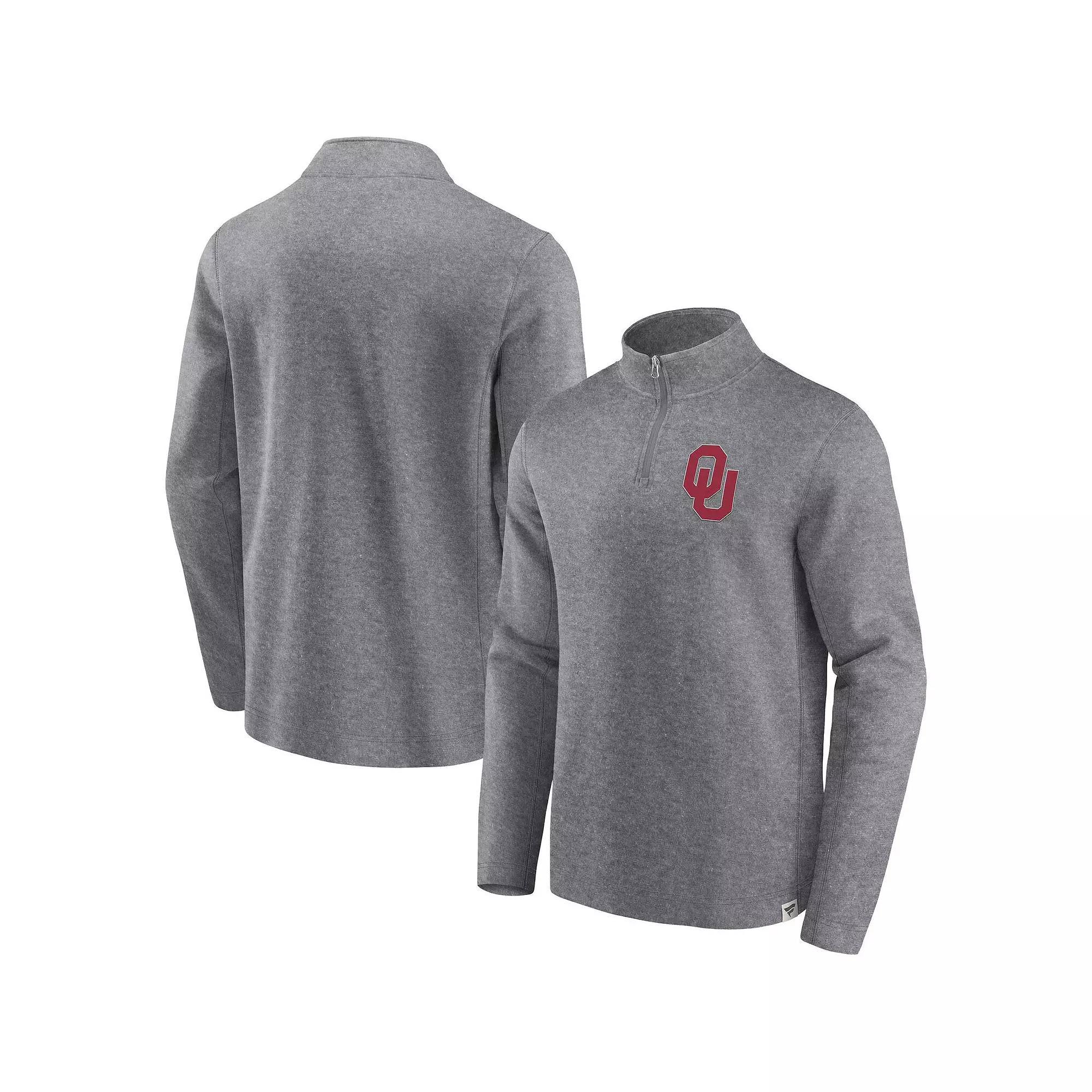 Mens Fanatics Branded Heather Gray Oklahoma Sooners Vintage Fleece Quarter-Zip Jacket Product Image