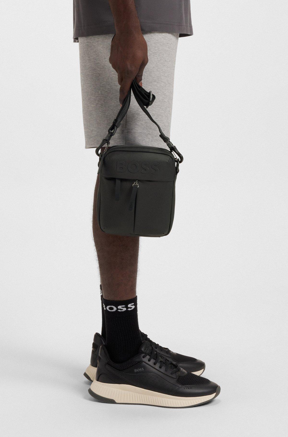 Faux-leather reporter bag with tonal logo Product Image
