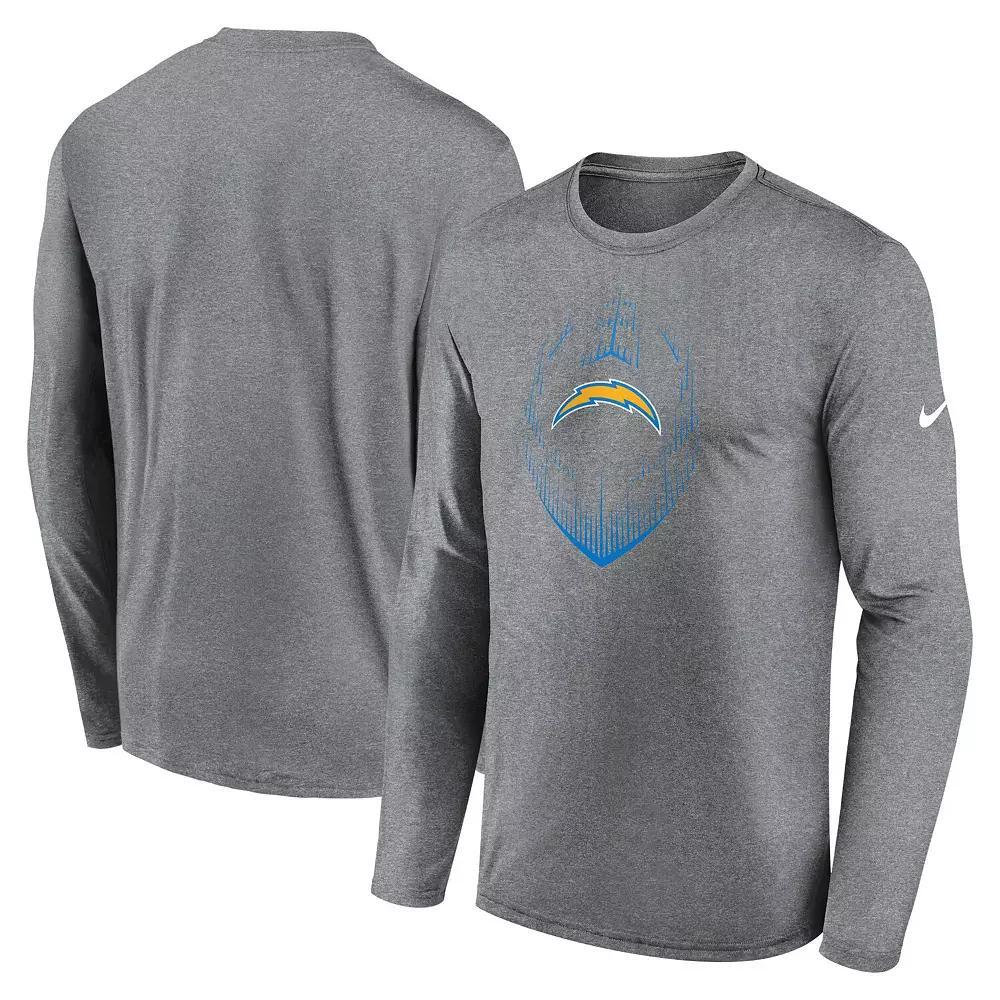 Men's Nike Heather Gray Los Angeles Chargers Legend Icon Long Sleeve T-Shirt, Size: XL, Grey Product Image