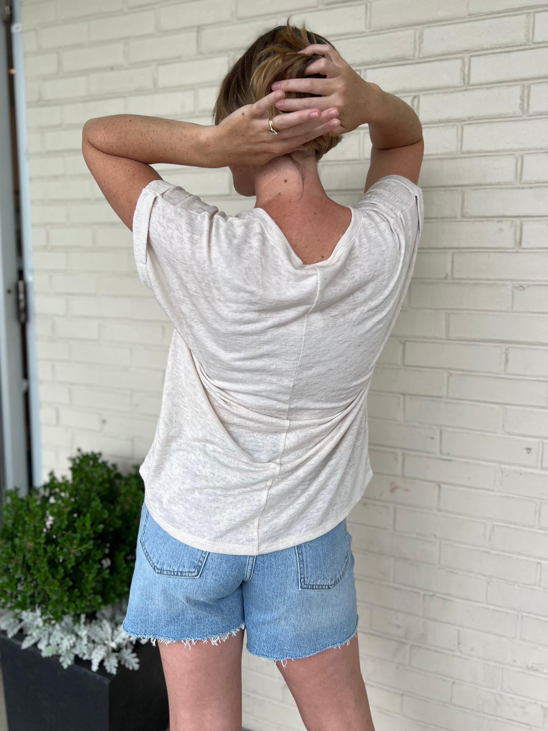 Niki V-Neck Cuffed Short Sleeve Tee Product Image