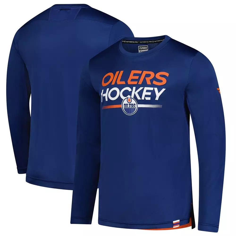 Men's Fanatics Royal Edmonton Oilers Authentic Pro Tech Long Sleeve T-Shirt, Size: Large, Oil Blue Product Image