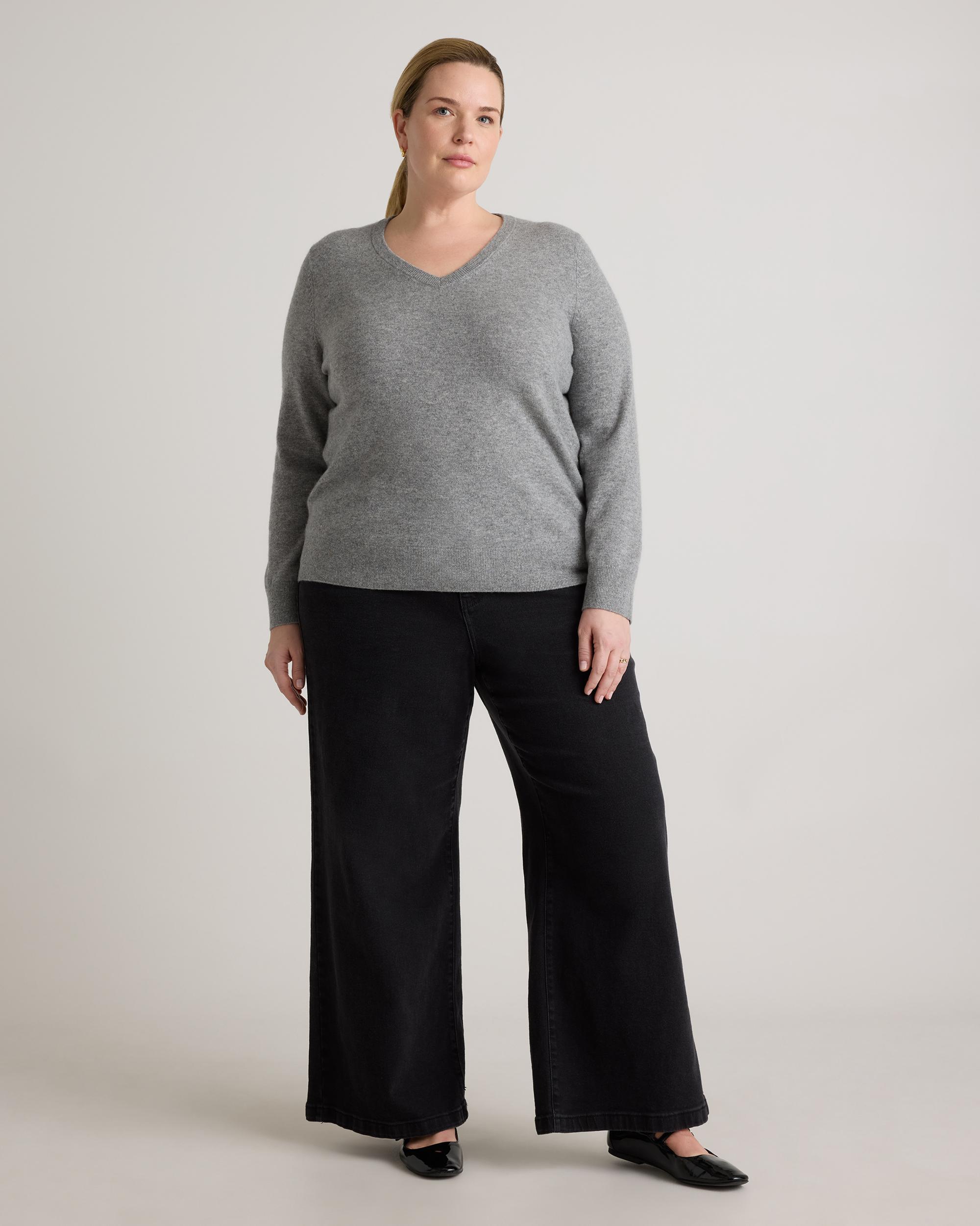 Mongolian Cashmere V-Neck Sweater - Plus Size Product Image