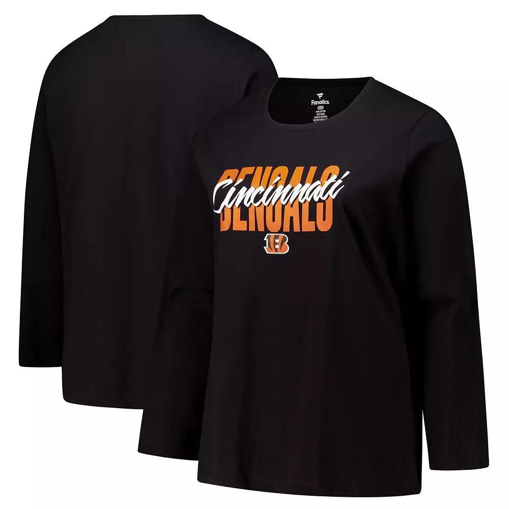 Women's Fanatics Black Cincinnati Bengals Long Sleeve Scoop Neck T-Shirt, Size: 3XL Product Image