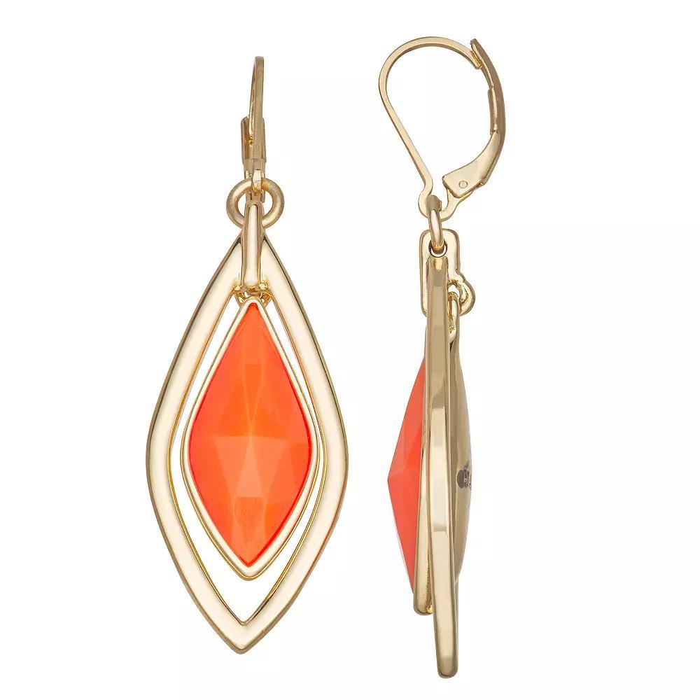 Napier Gold Tone Tangerine Stone Orbital Leverback Earrings, Women's, Orange Product Image