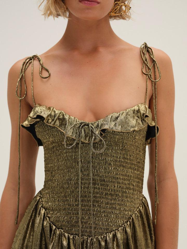 Bethany Midi Dress — Gold Product Image