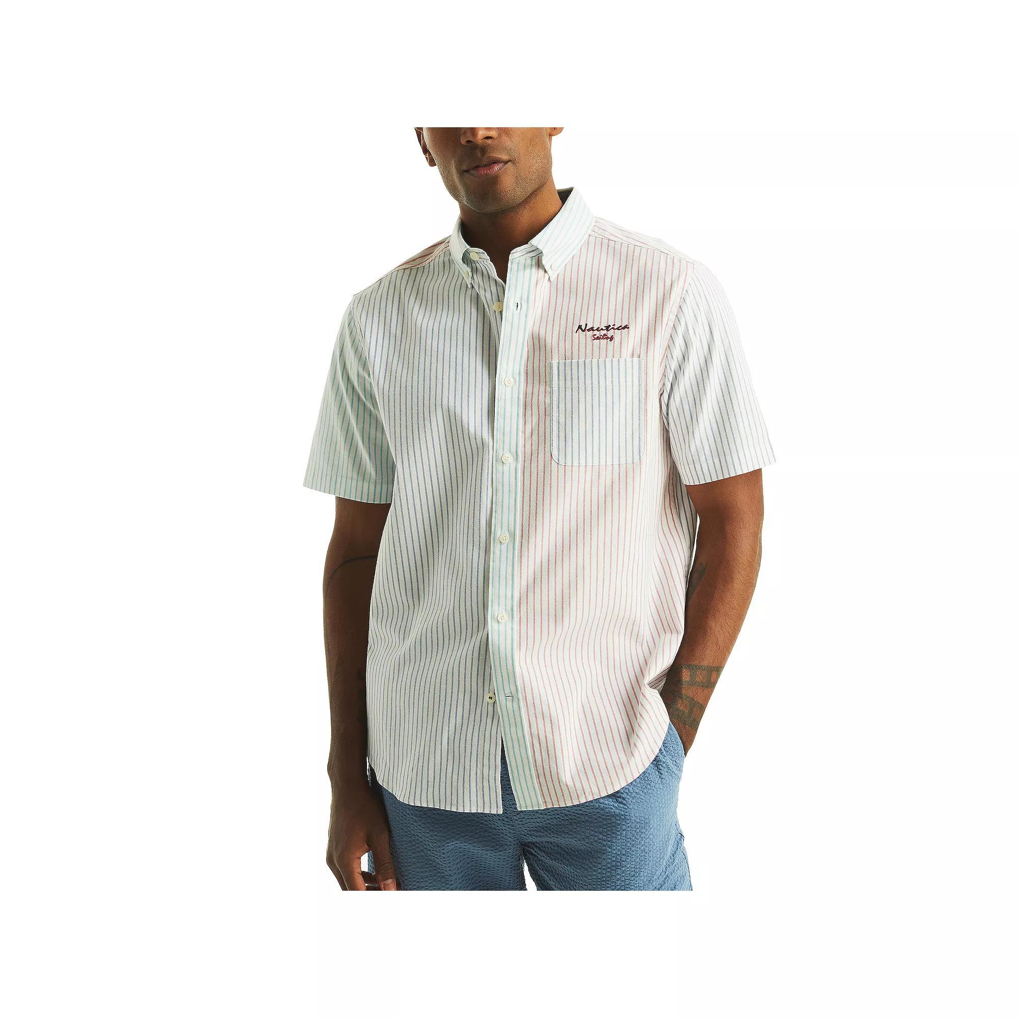 Men's Nautica Thin Striped Short-Sleeve Shirt, Size: Large, Colorblock Product Image