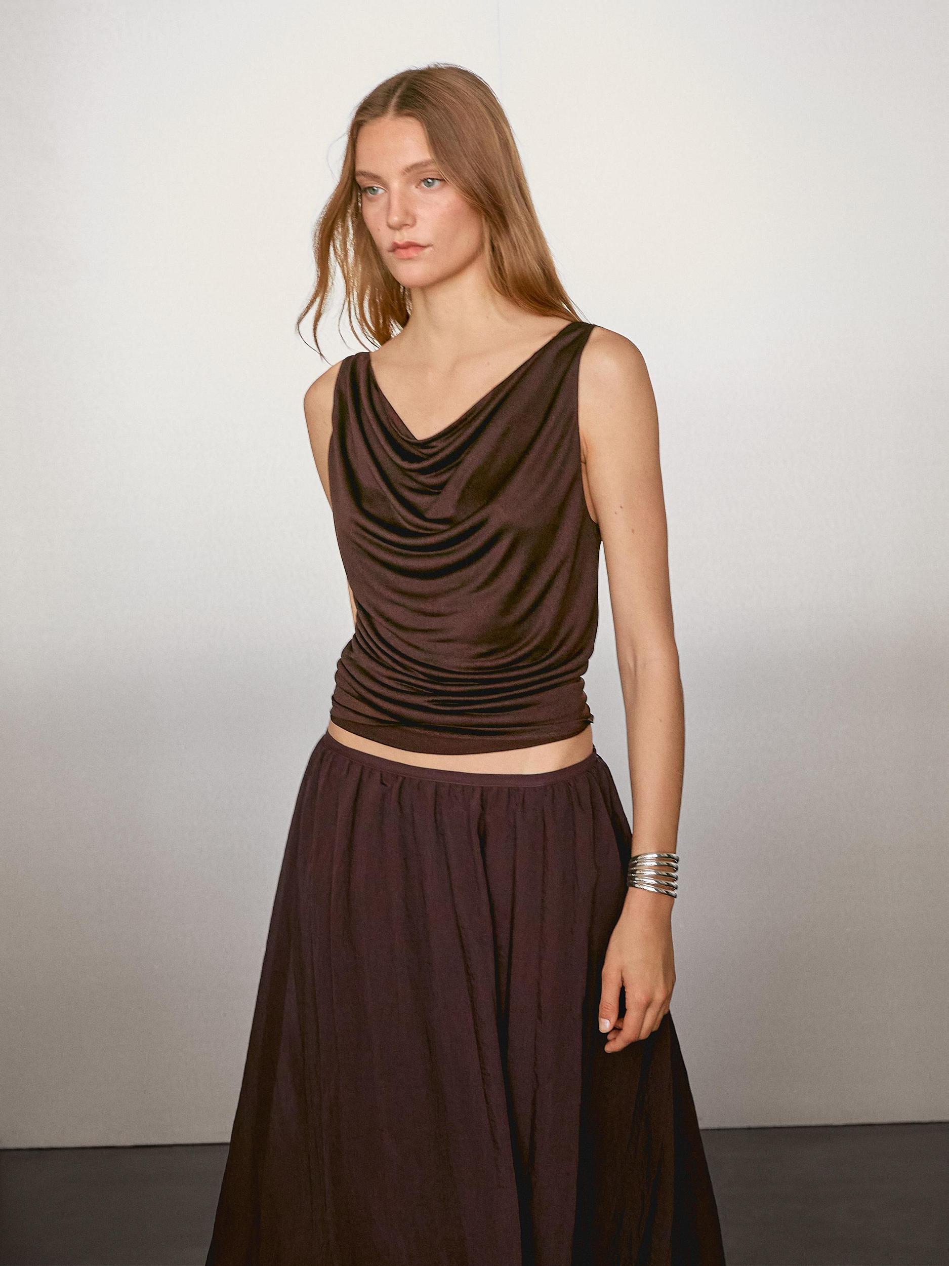 Pleated balloon midi skirt Product Image