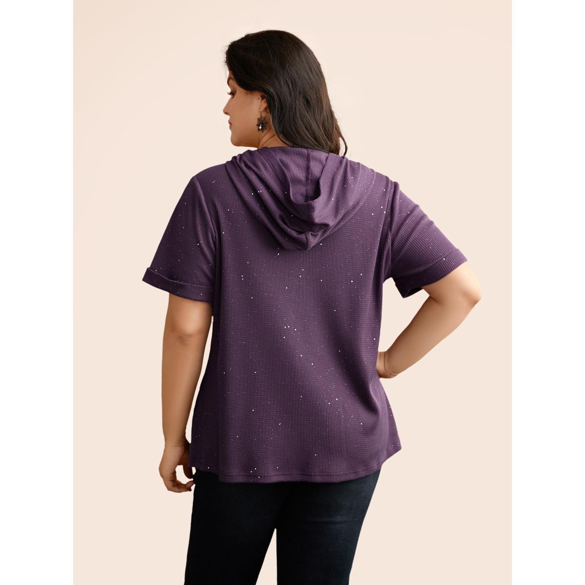 Plus Size Wicked Witch Style Hooded T-shirt Deeppurple Women Casual Texture Hooded Everyday T-shirts BloomChic 14-16/1X Product Image