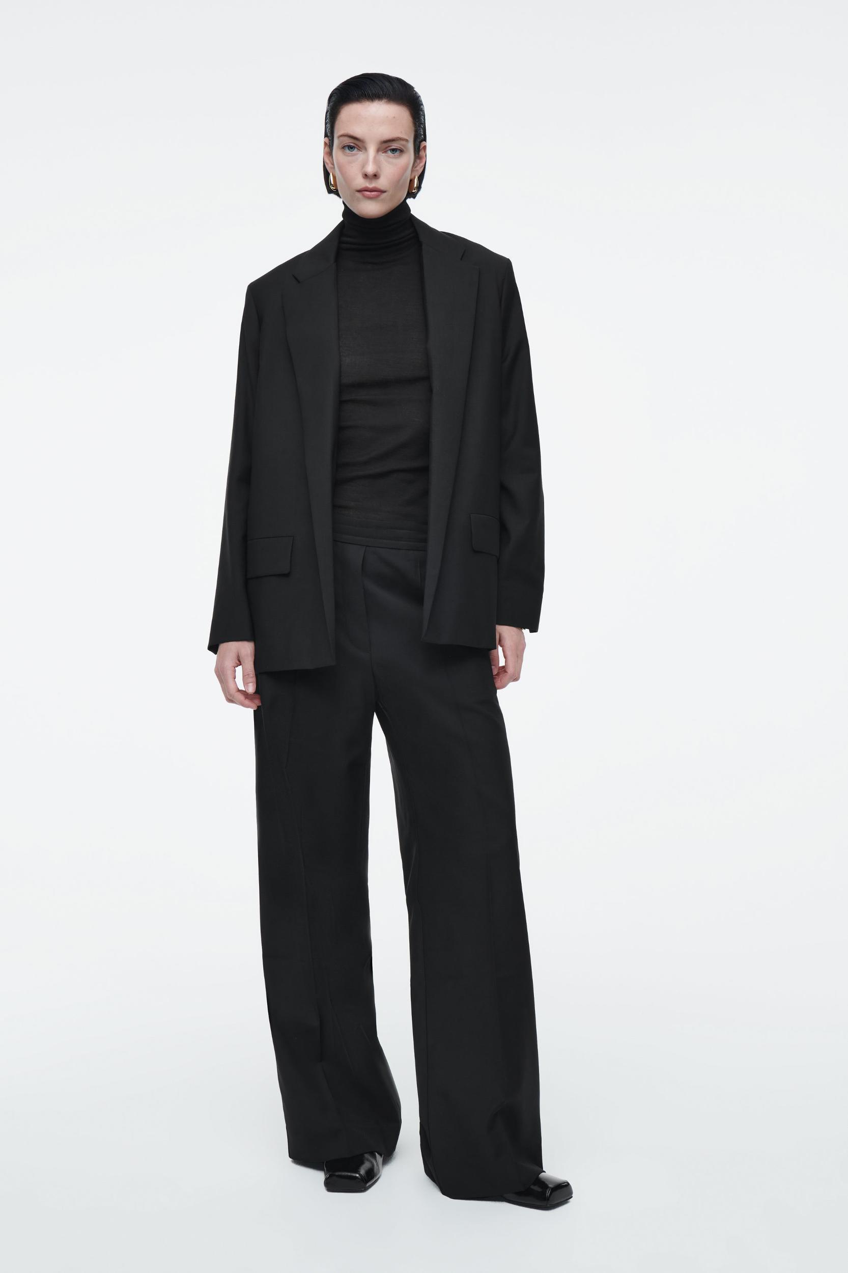 REGULAR ELASTICATED WOOL STRAIGHT-LEG PANTS Product Image