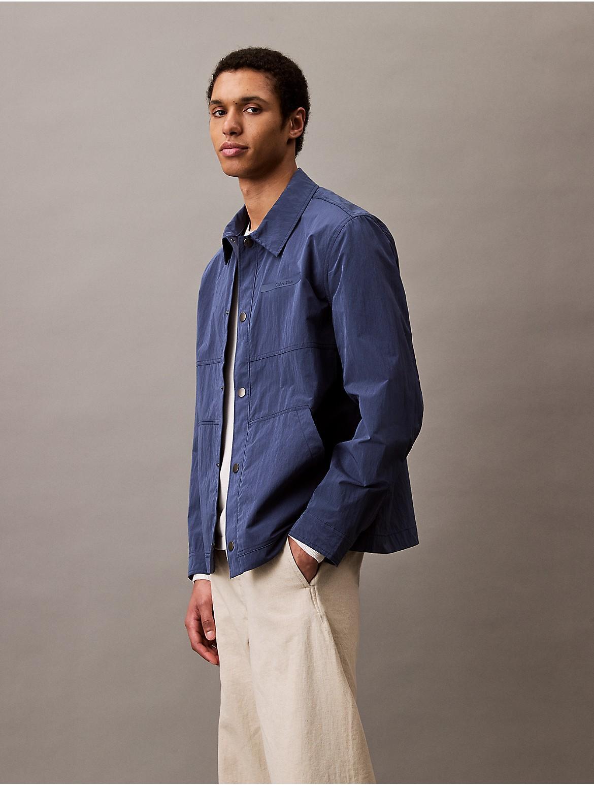 Calvin Klein Men's Nylon Blend Classic Shirt Jacket - Blue - L Product Image