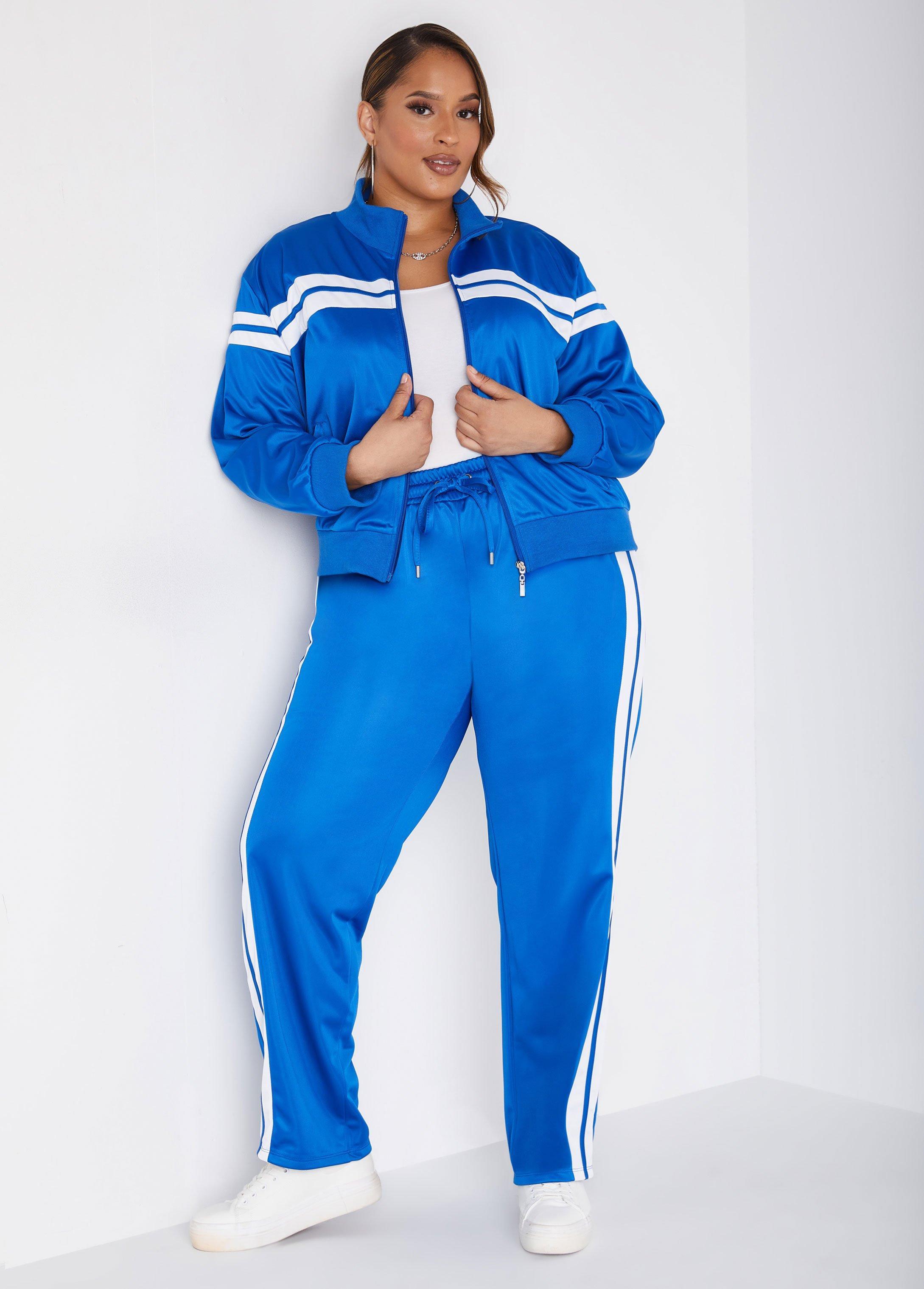 Plus Size Zip Front Striped Track Jacket Ashley Stewart Product Image