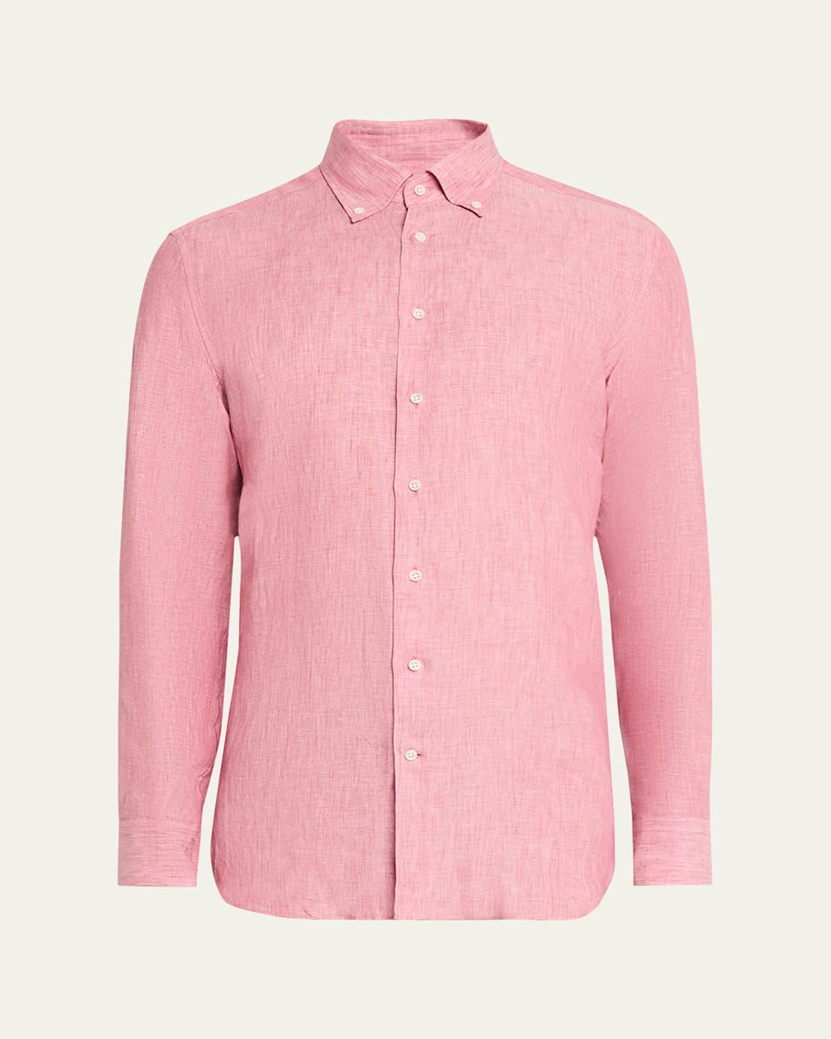 Mens Cotton Button-Collar Sport Shirt Product Image
